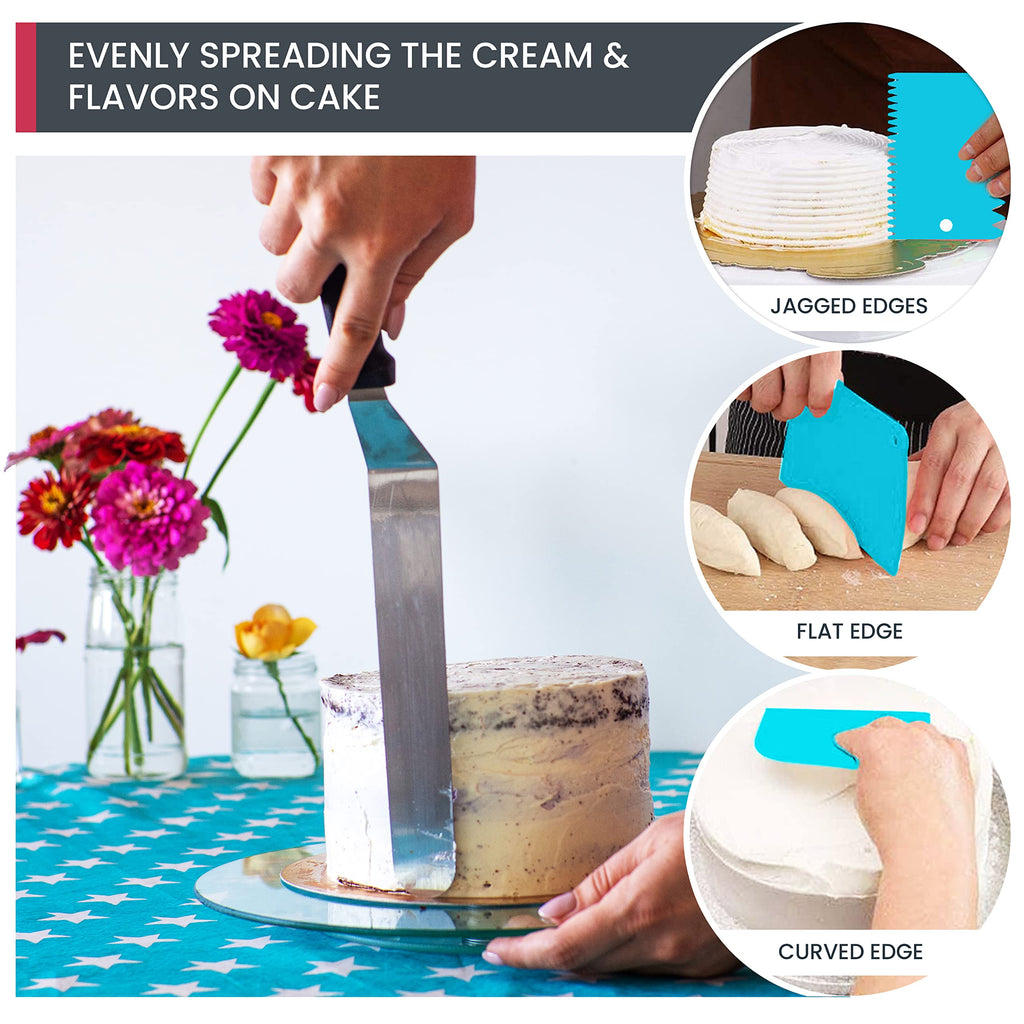 Piping Bags and Tips | RFAQK 100 PCs Cake Decorating Kit with Spatula-Scrappers-48 Numbered Stainless Steel Piping Tips & Icing Bags-Reusable Silicon Bag-Pattern Chart, EBook & Other Icing Piping Set