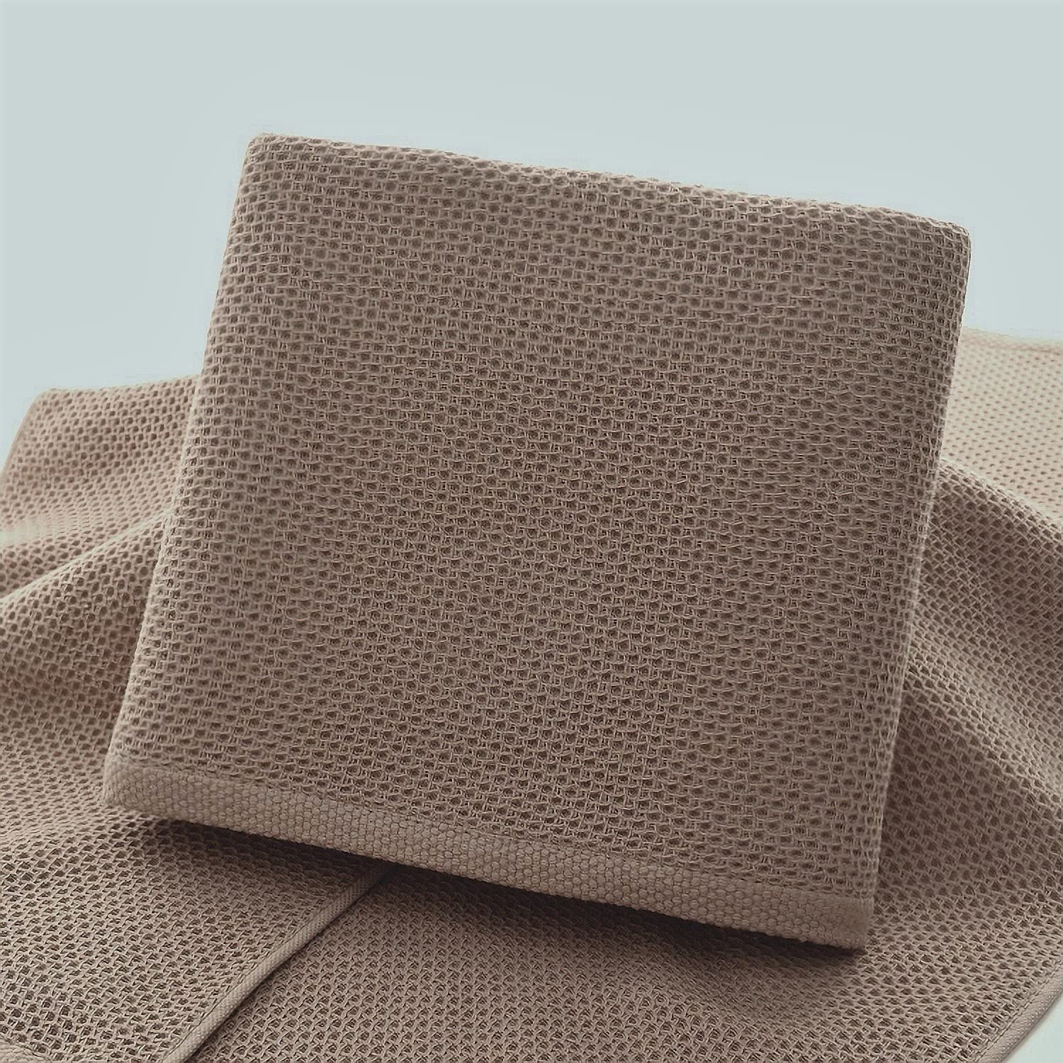 ANEWAY Kitchen Towels 100% Cotton Waffle Weave Dish Towel for Cleaning Drying Dishes Extra Absorbent and Soft, Dish Cloth,13 x 28 in, 4 Pack(Brown)