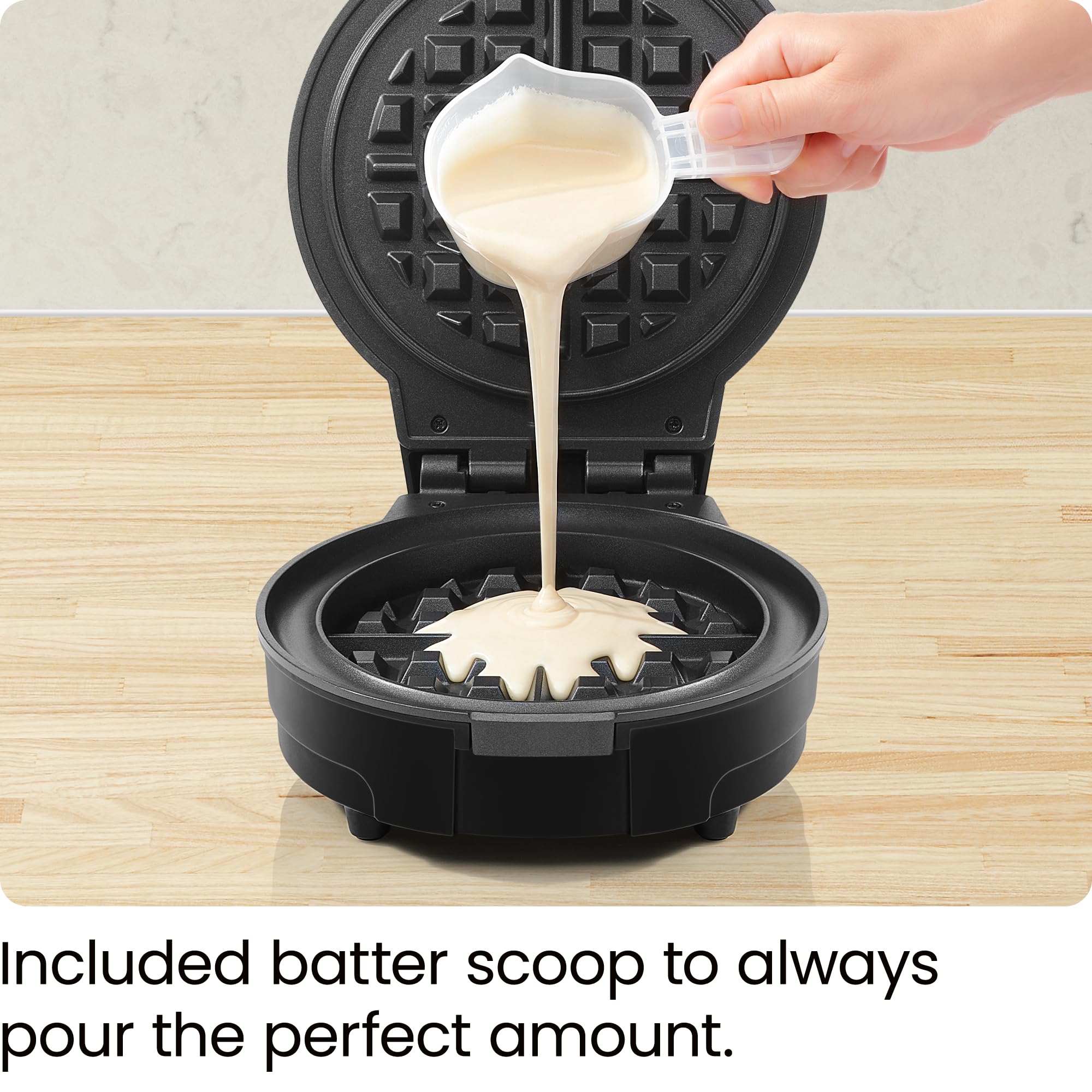 Chefman Anti-Overflow Belgian Waffle Maker w/ Shade Selector, Temperature Control, Mess Free Moat, Round Iron w/ Nonstick Plates & Cool Touch Handle, Measuring Cup Included, Black