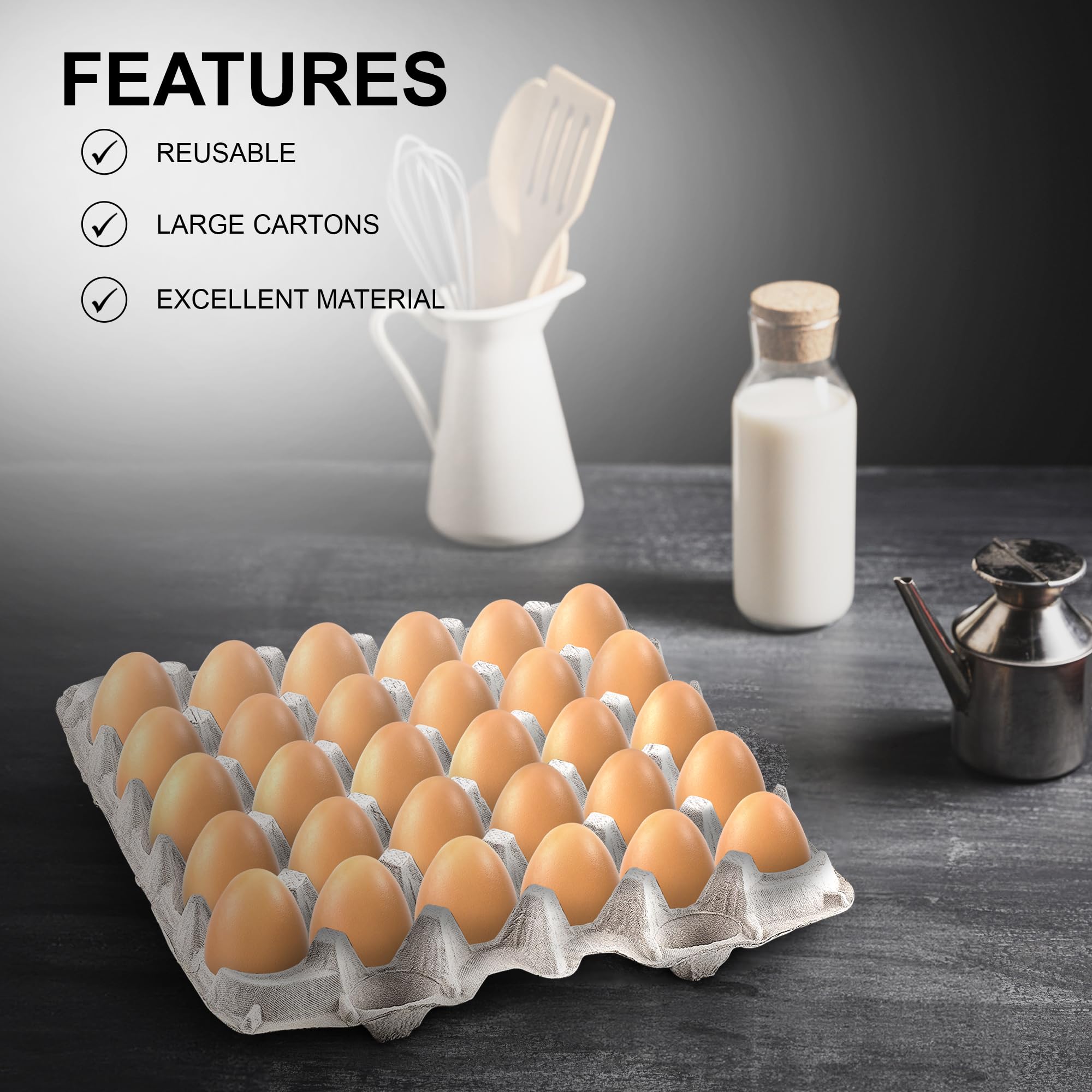 MT Products Egg Crate - (15 Pieces) for Storing up to 30 Large or Small Eggs - Pulp Fiber Egg Flat Cartons That Make a Great Home for Roach Colony - Made in the USA