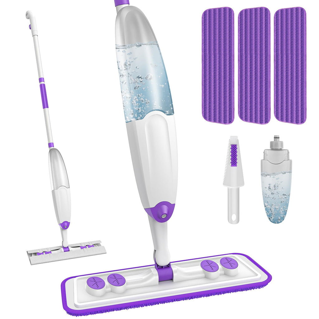 Spray Mops for Hardwood Floor Cleaning, Microfiber Flat Floor Mop with Washable Reusable Pads, Dust Wood Laminate Tile Wet Dry Mopping Head Fit for Disposable Dry Wet Sweeping Refills Cloths