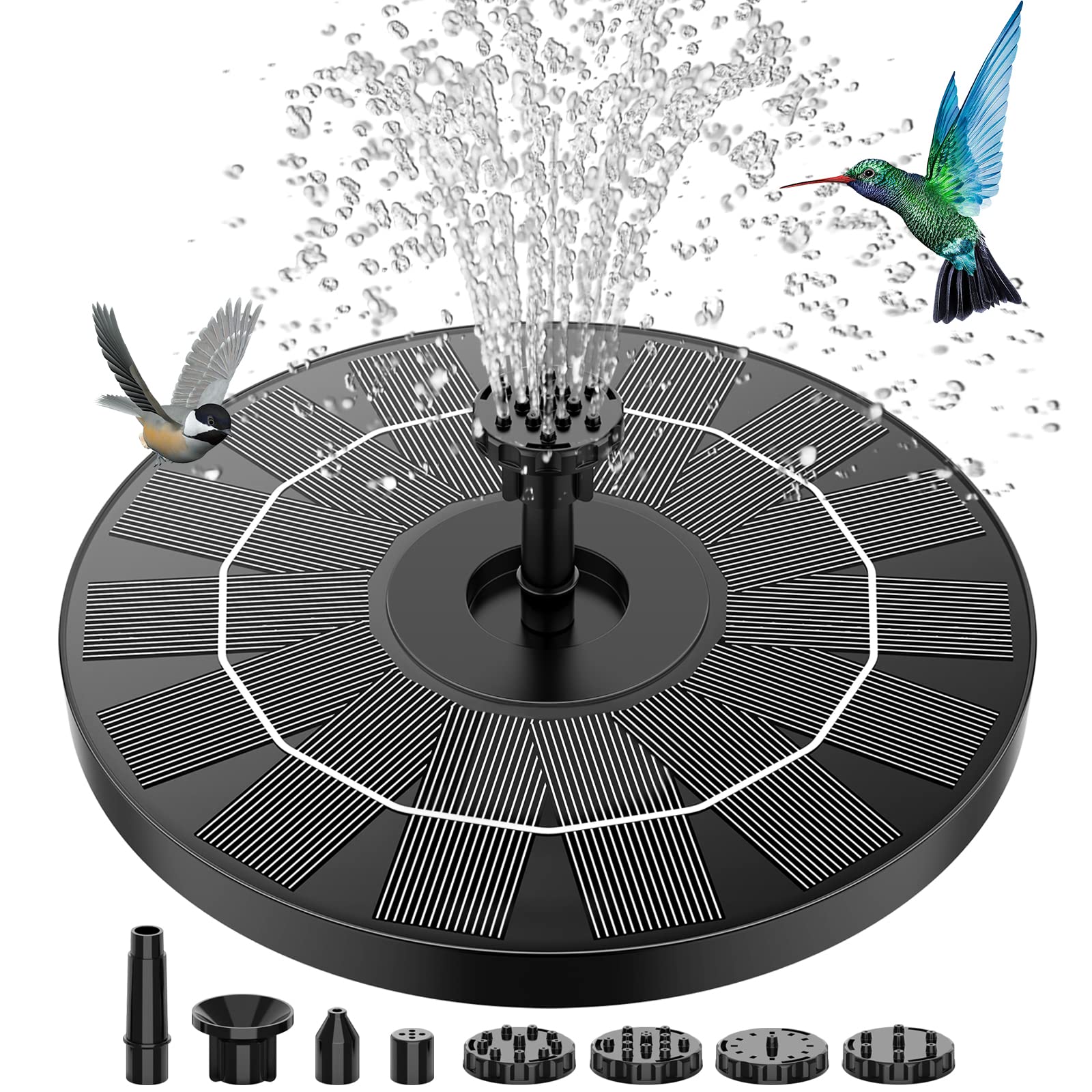 AISITIN 3.5W Solar Fountain, Solar Powered Water Fountain, Easy Setup Solar Fountain Pump for Bird Bath, Outdoor, Garden, Pond, Pool, 1 Pack Black