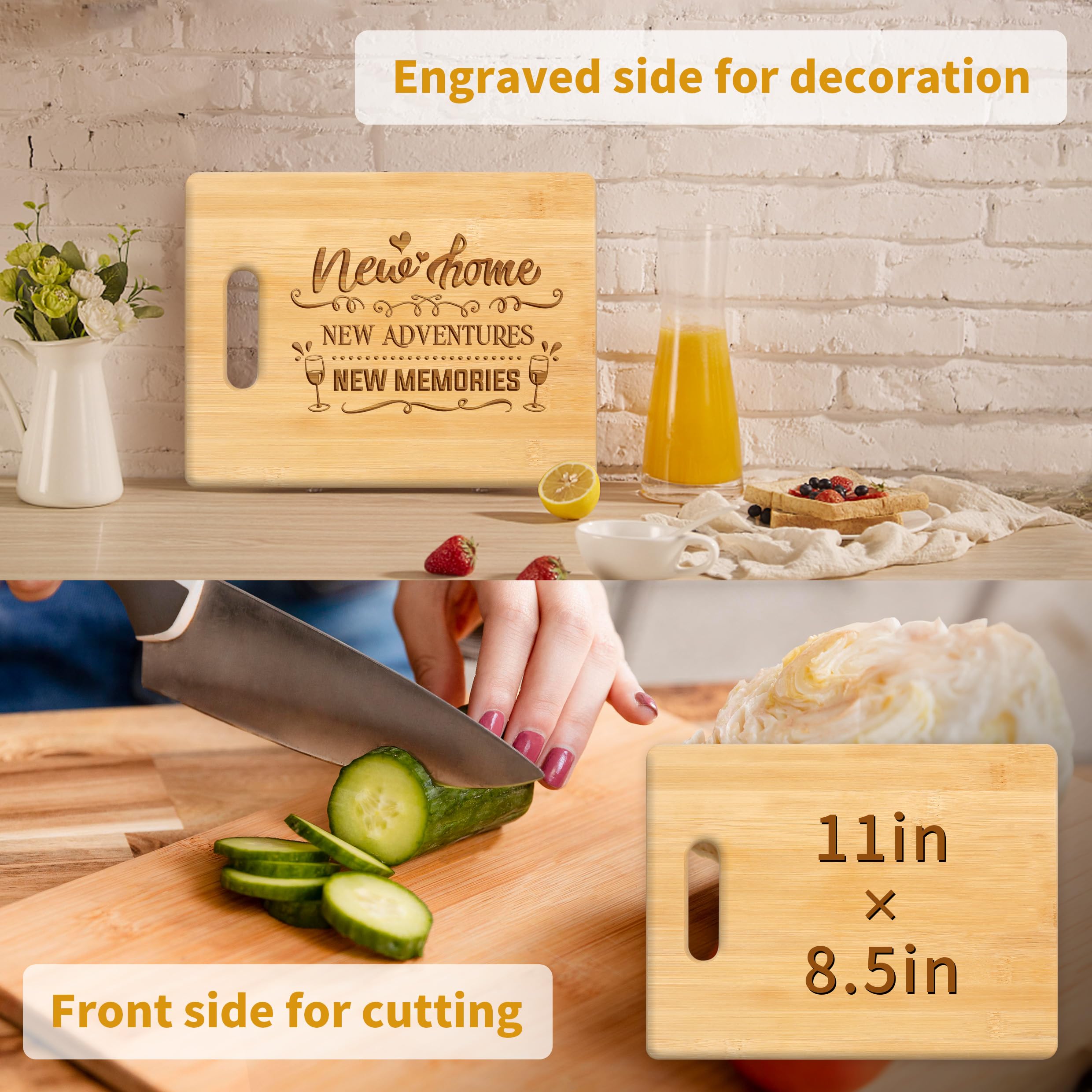 House Warming Gifts New Home, Best Housewarming Gifts for Couple Women Friends Family - Personalized Engraved Bamboo Cutting Board - Special New Home Gift Ideas Kitchen Decor