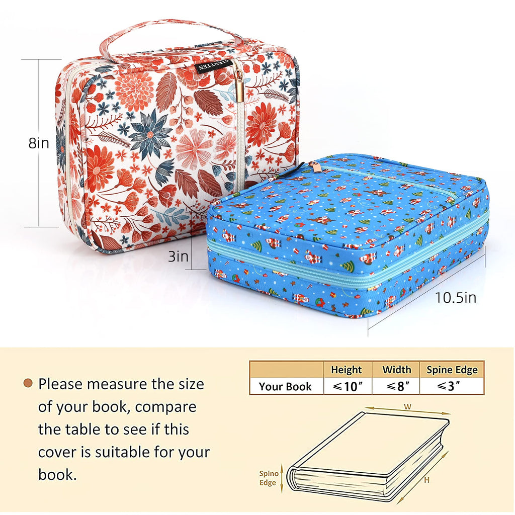 Gientten Bible Cover for Women with Flowers Printing, Bible Books Carrying Case with Durable Handle, Quilted Case for Girls Bible Study Supplies Accessories