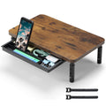 ETHU Monitor Stand for Desk, 3 Height Adjustable Computer Monitor Riser with Storage Drawer, Wood Computer Monitor Stand for Office and Home, Ergonomic Desk Stand for Printer, Laptop, PC (Walnut)