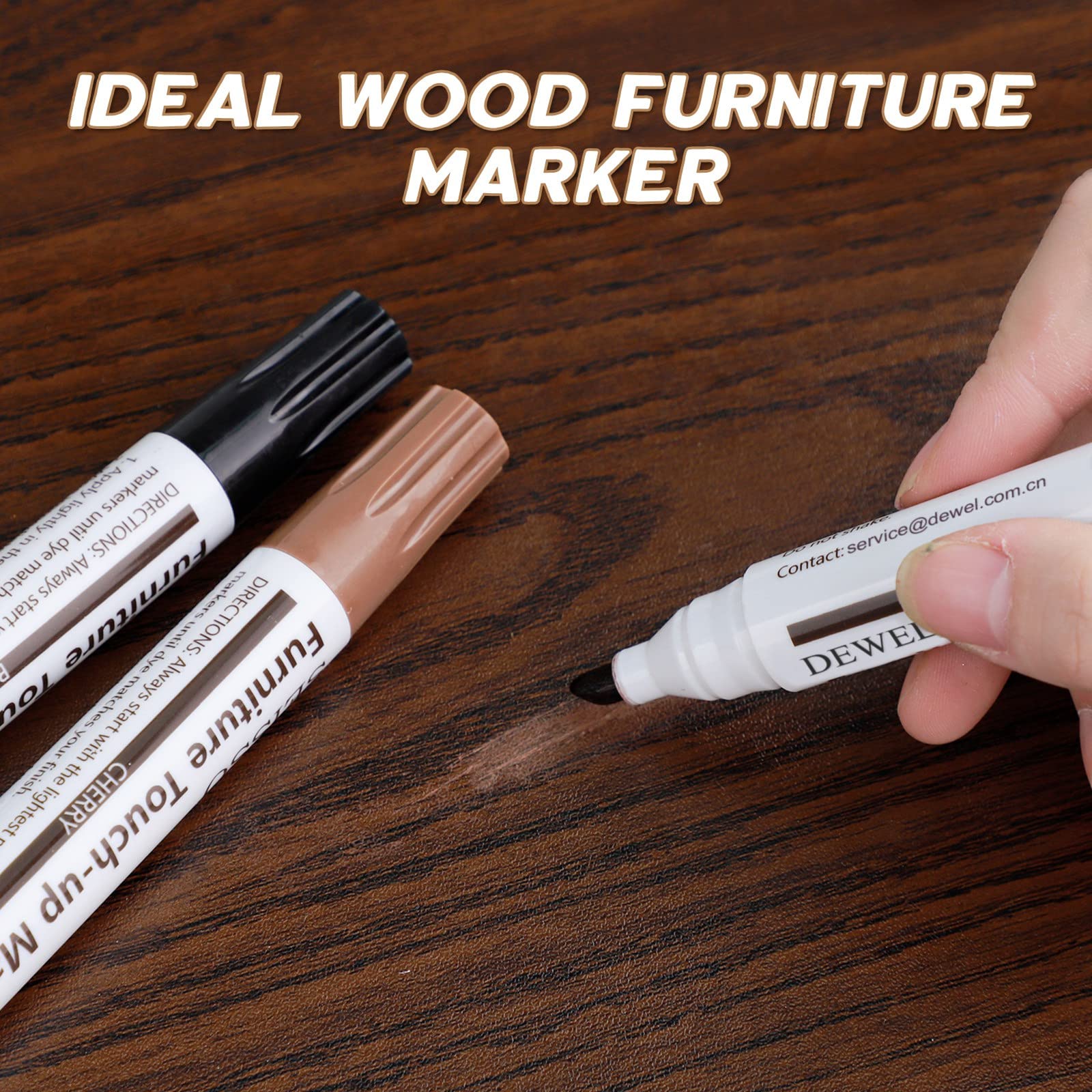 DEWEL Premium Furniture Touch Up Markers, 12 Colors Wood Scratch Repair Markers Kit, Perfect Wood Markers Pens for Scratches, Stains, Wooden Floors, Tables, Bedposts