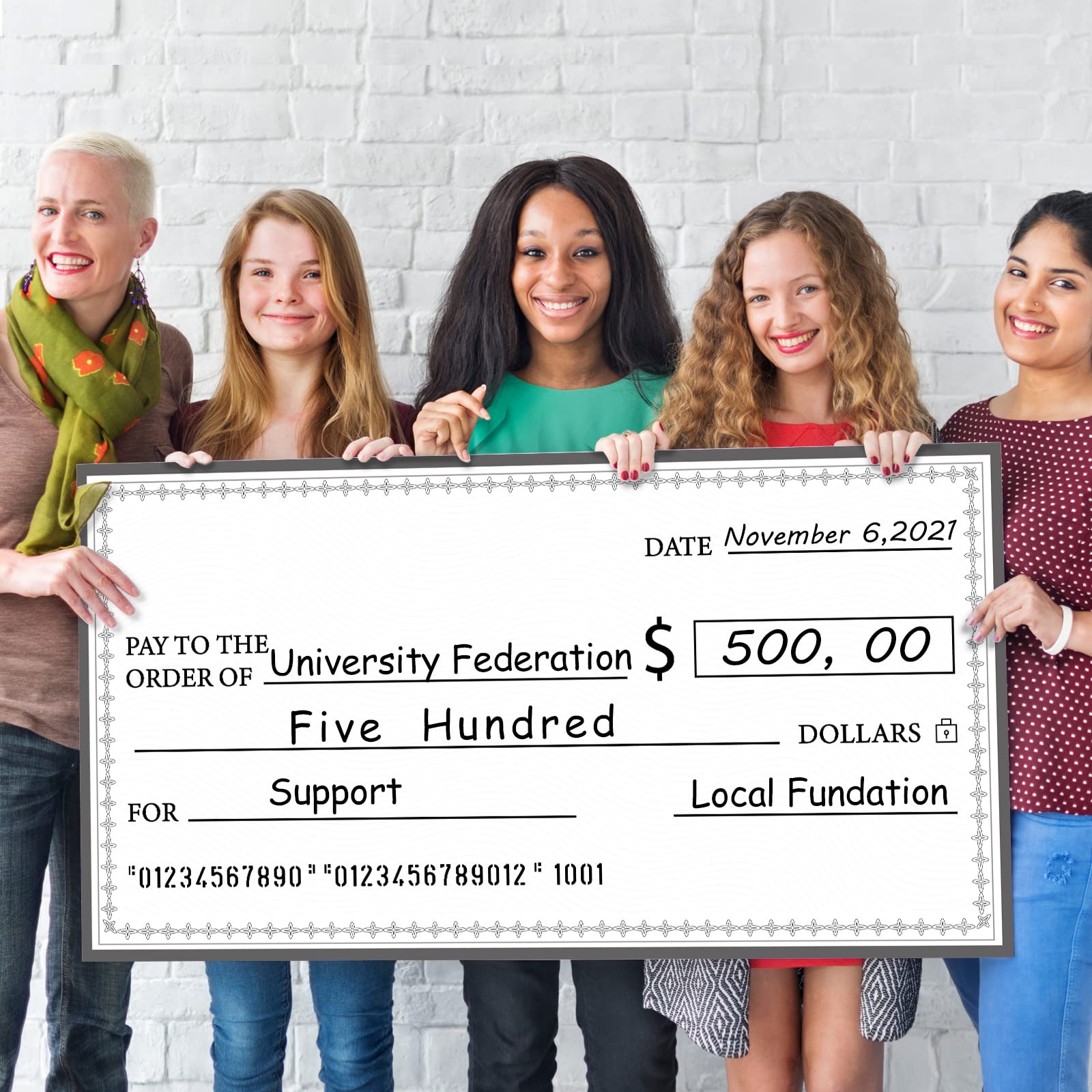 Eersida 6 Pcs Giant Checks 30'' x 16'' Large Blank Fake Big Checks for Presentations Reusable Funny Oversized for School Graduation Donation Awards Fundraisers Charity Business