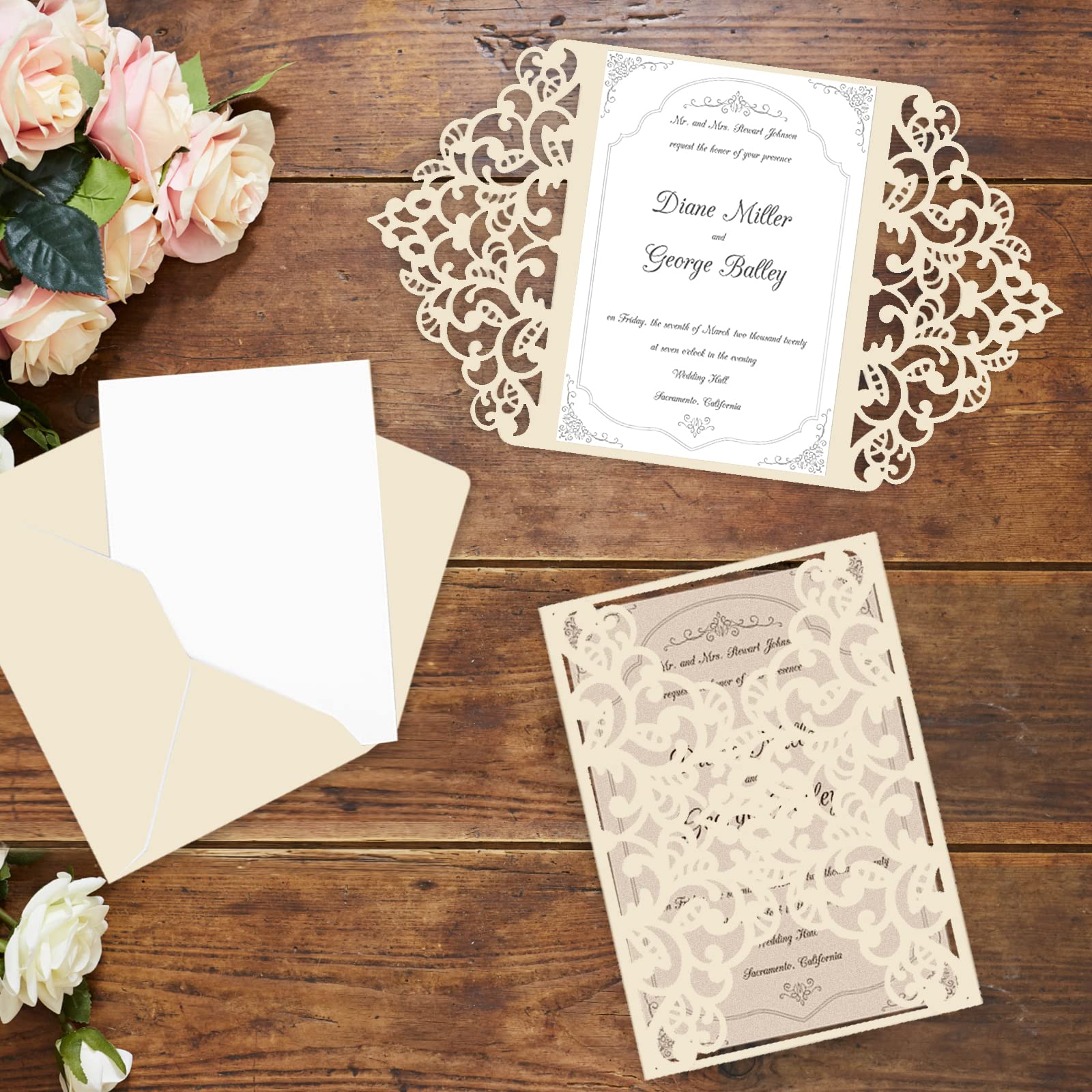 100 Sheets Cream Shimmer Cardstock 8.5 x 11 Metallic Paper, Goefun 80lb Card Stock Printer Paper for Invitations, Certificates, Crafts, Card Making