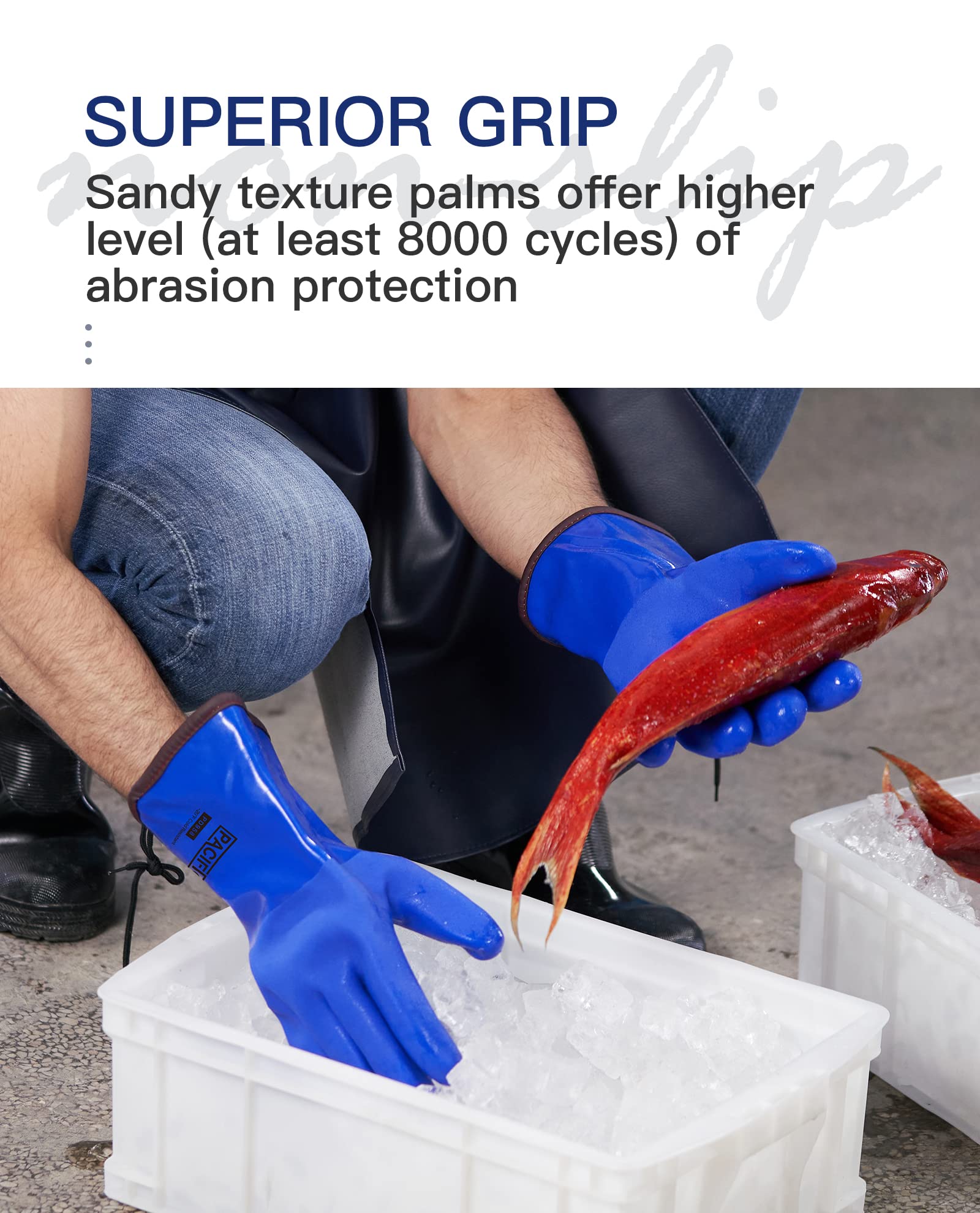 PACIFIC PPE Winter Work Gloves for Cold Weather, Thermal Insulated Freezer, Coated Cold Proof Heavy Duty PVC Rubber Gloves, Chemical&Oil Resistant, Waterproof, Touchsreen, Non-Slip,Large