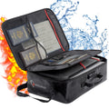 ROLOWAY-Fireproof Document Bag with Lock, Fireproof Document Safe Organizer, Fireproof File Storage Bag, Fireproof Bag with Multi Layer Portable File Organizers for Travel Black