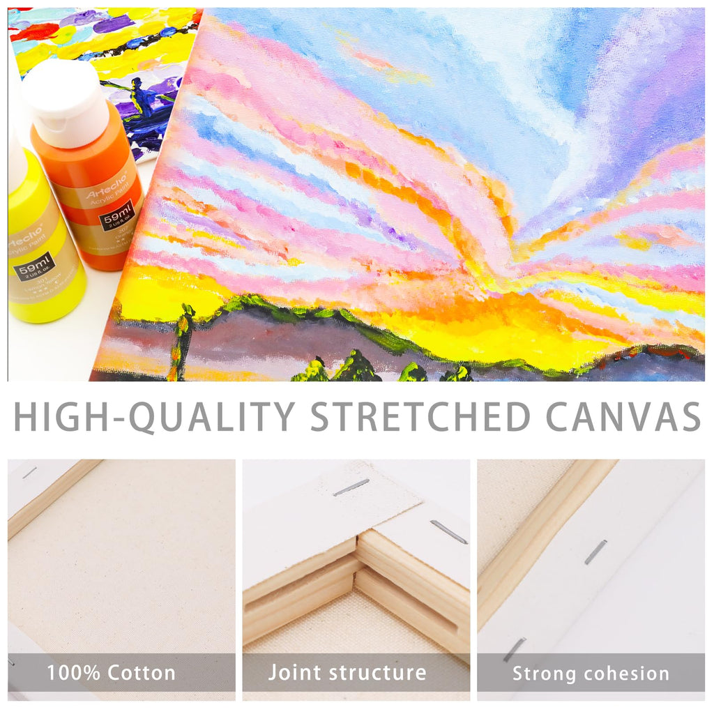 Artecho Stretched Canvas multi-size 8pcs