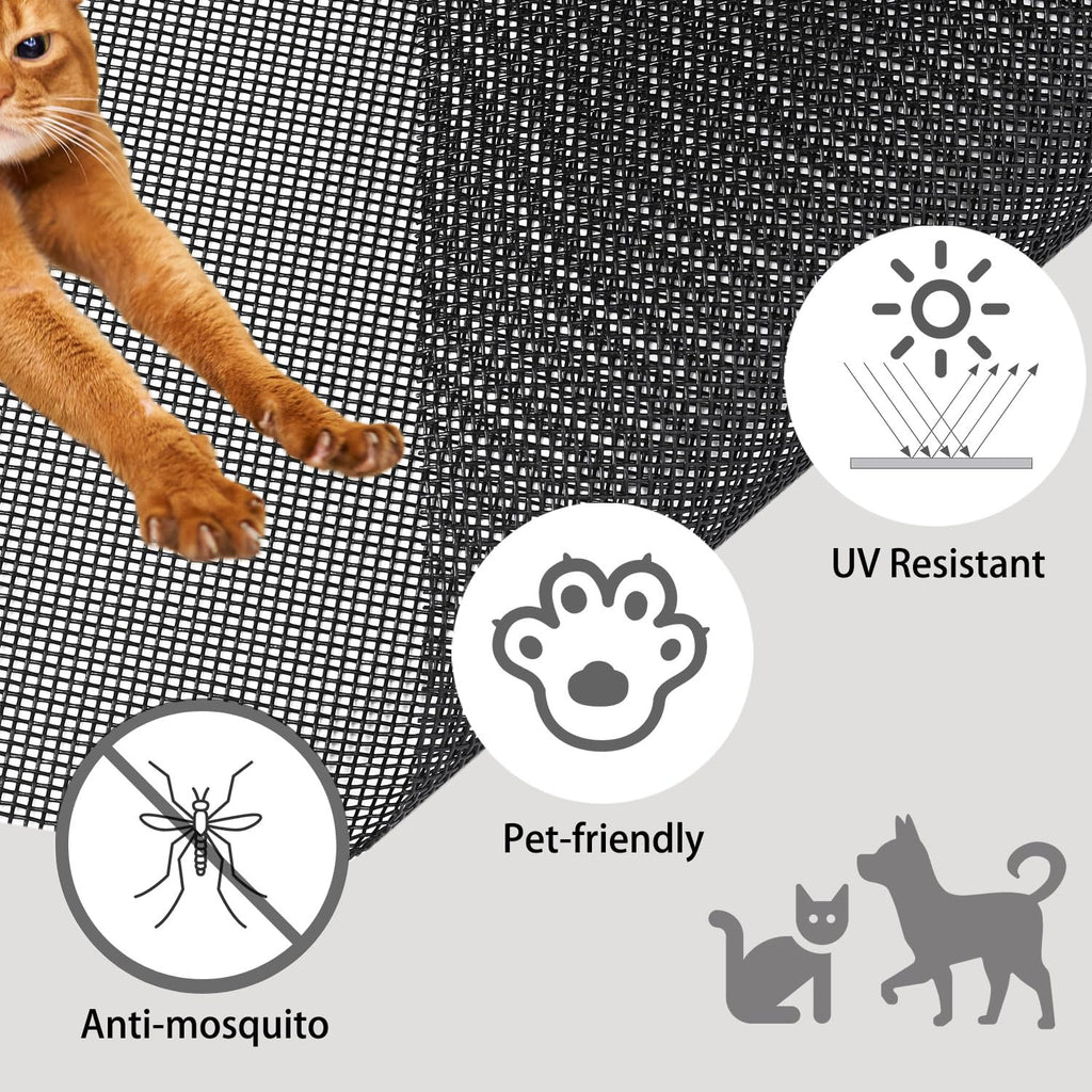 36 x 100 in Pet Window Screen Mesh, Cat Proof Window Screen Replacement, Dog Screen Door Mesh, Screen Mesh Roll, Porch Screens for Patios Outside Outdoor, Heavy Duty Window Screens for House Windows