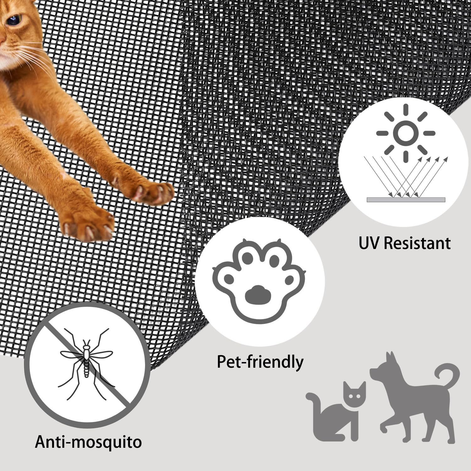 36 x 100 in Pet Window Screen Mesh, Cat Proof Window Screen Replacement, Dog Screen Door Mesh, Screen Mesh Roll, Porch Screens for Patios Outside Outdoor, Heavy Duty Window Screens for House Windows