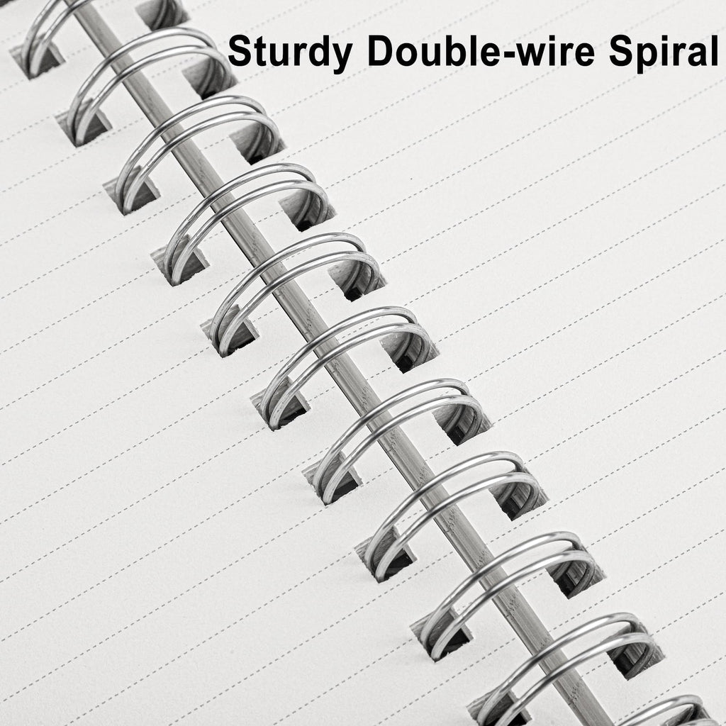 RETTACY Spiral Notebook College Ruled, 300 Pages, A5 Medium Size (14.5 x 21 cm), for School, Work, Journaling, 100 GSM Thick Paper, Flexible Plastic Cover (Black)