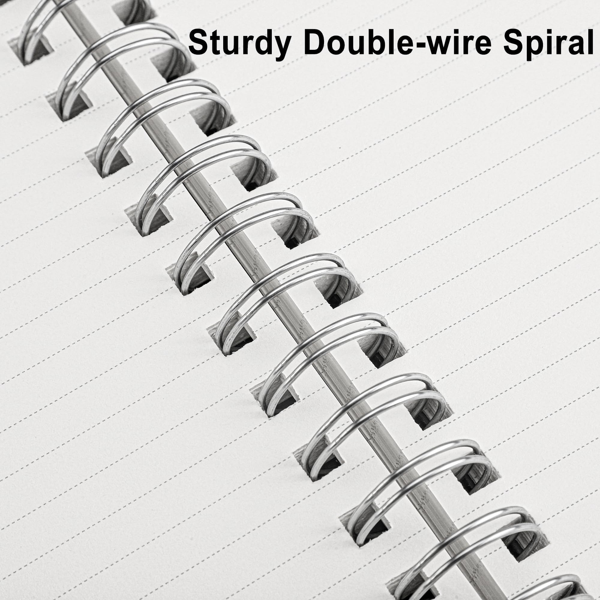 RETTACY Spiral Notebook College Ruled, 300 Pages, A5 Medium Size (14.5 x 21 cm), for School, Work, Journaling, 100 GSM Thick Paper, Flexible Plastic Cover (Black)