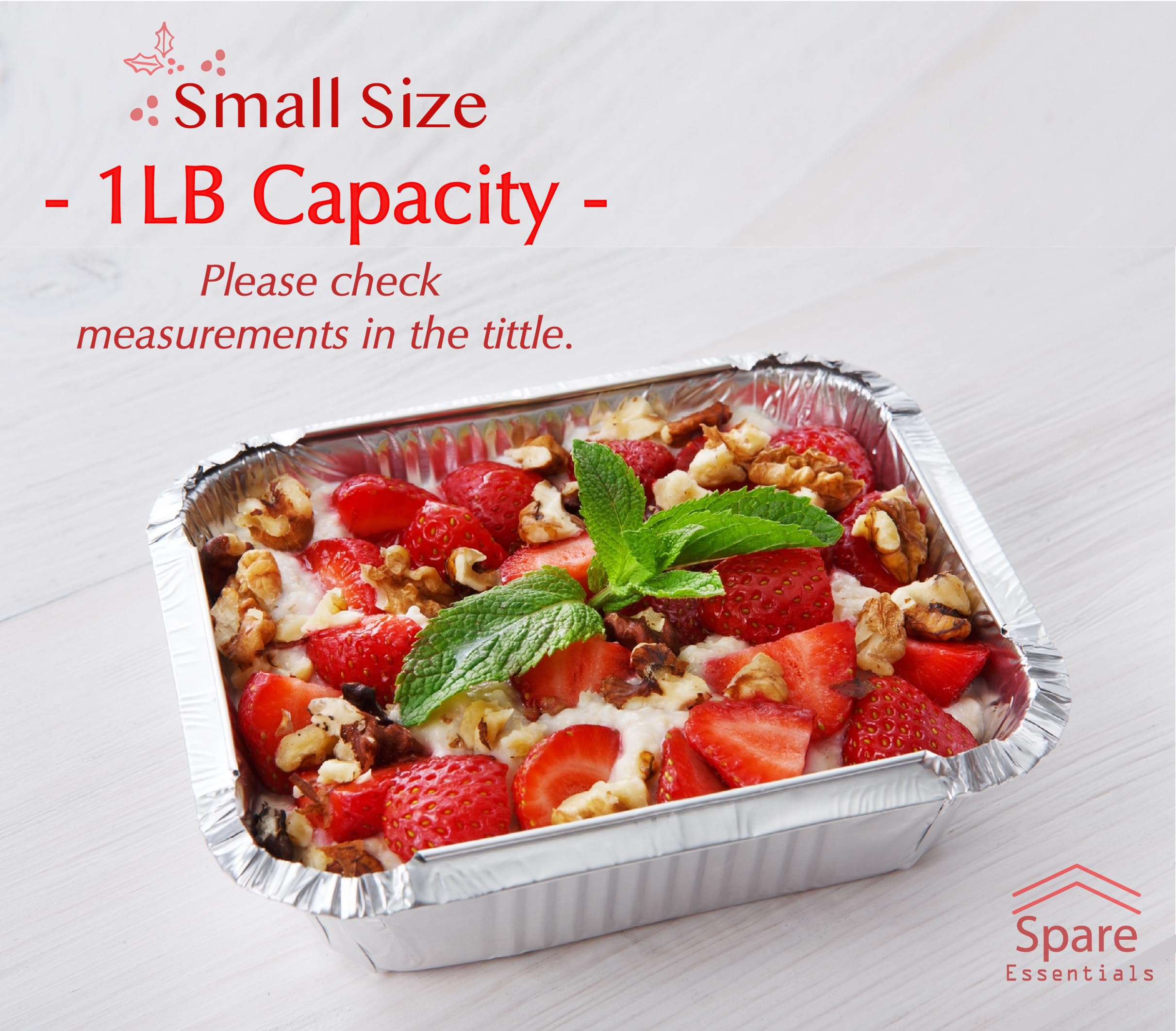 55 PACK - Aluminum Foil Pan Containers with Lids Take Out Pans Food Containers Disposable Easy Pack From Spare – 1Lb Capacity 5.5" x 4.5" x 1.9" – SMALL Size