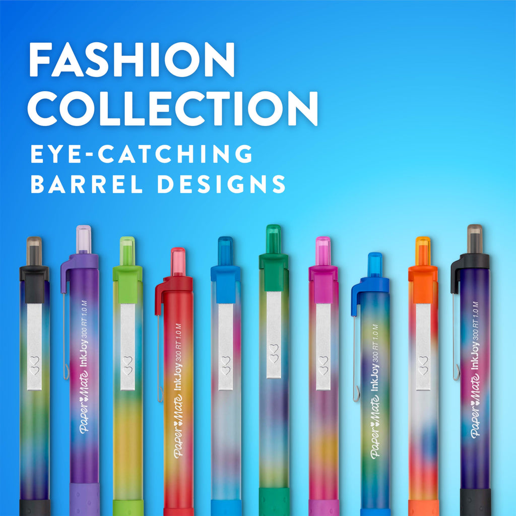 Paper Mate InkJoy 300RT Ballpoint Pens, Colourful Pens with Fashion Wraps, Retractable, Medium Point, Assorted Colours, 24 Count