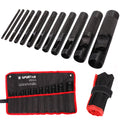 Spurtar Hollow Punch Set 12 Pieces 1/8"- 3/4"(3-19mm) Heavy Duty Carbon Steel Round Leather Hole Tool Leather Punch Set Kit for Watch Cloth Belt Gaskets with Storage Bag (Black)