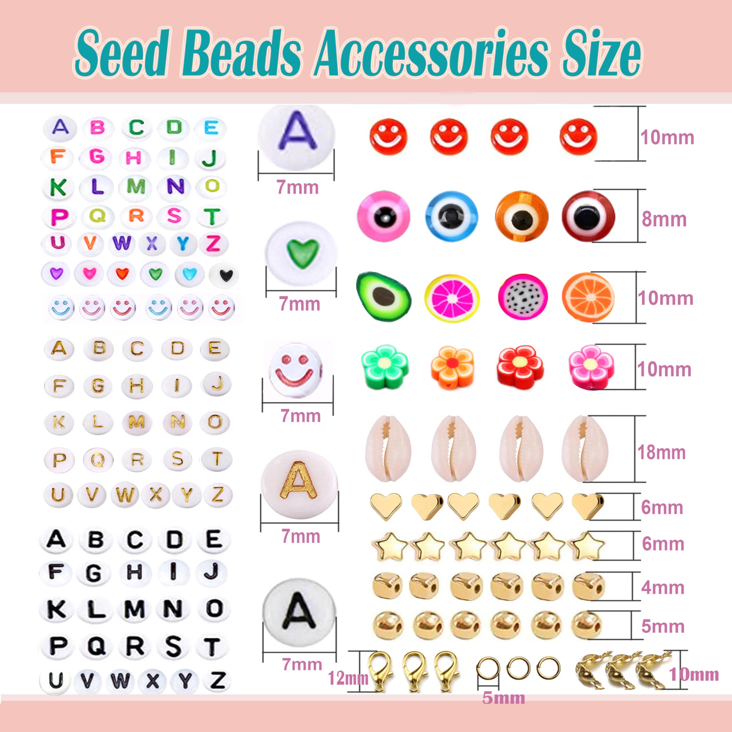 50600pcs 96 Colors 2mm Glass Seed Beads for Jewelry Making Kit, 300pcs Letter Beads, Small Seed Beads Kit for Bracelets Necklace Ring Making, DIY, Art, Craft Kit with Elastic String and Charms