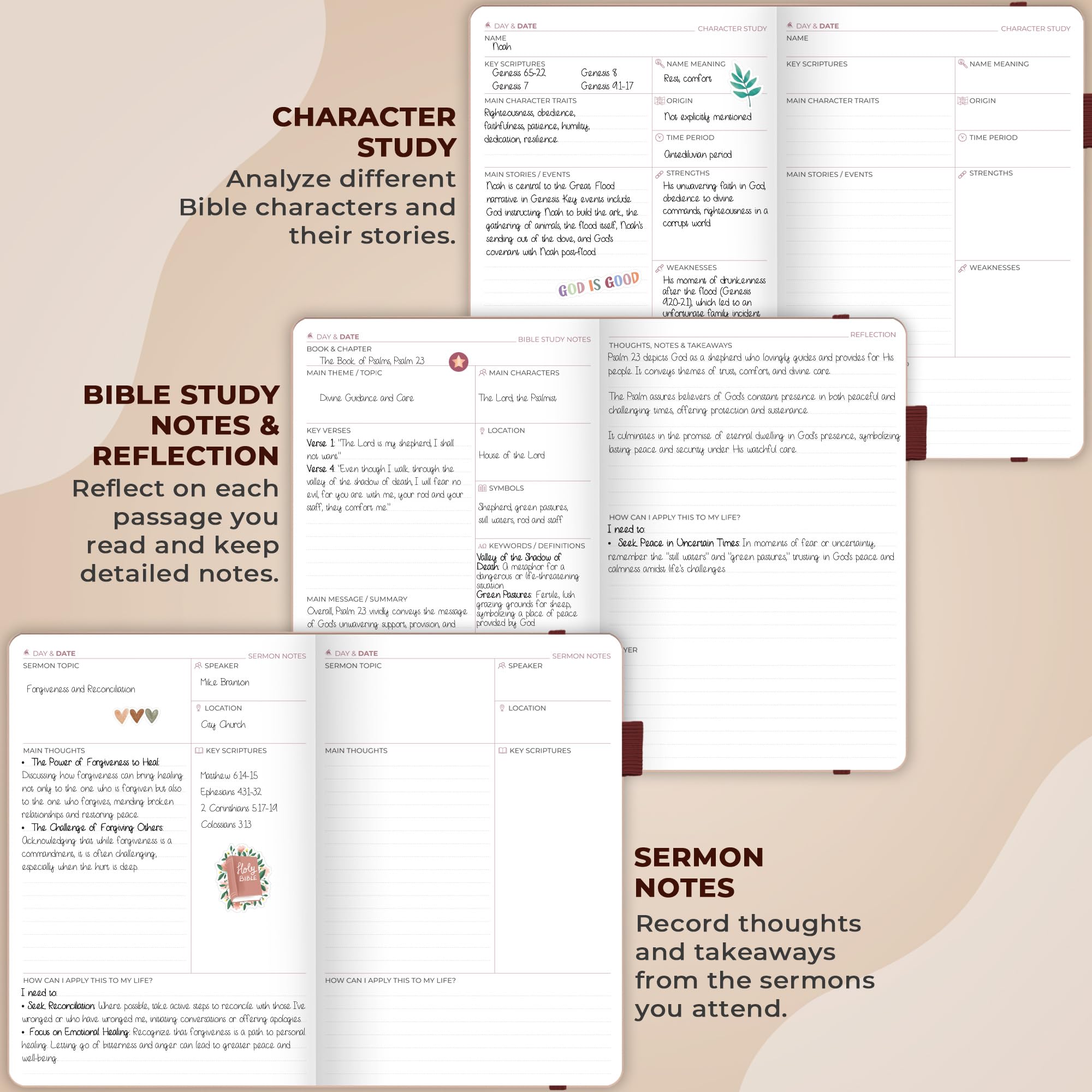 Clever Fox Bible Study Journal – Church Notes Notebook – Note Taking & Journaling Kit – Faith Based Religious Gifts & Accessories (Rose Gold)