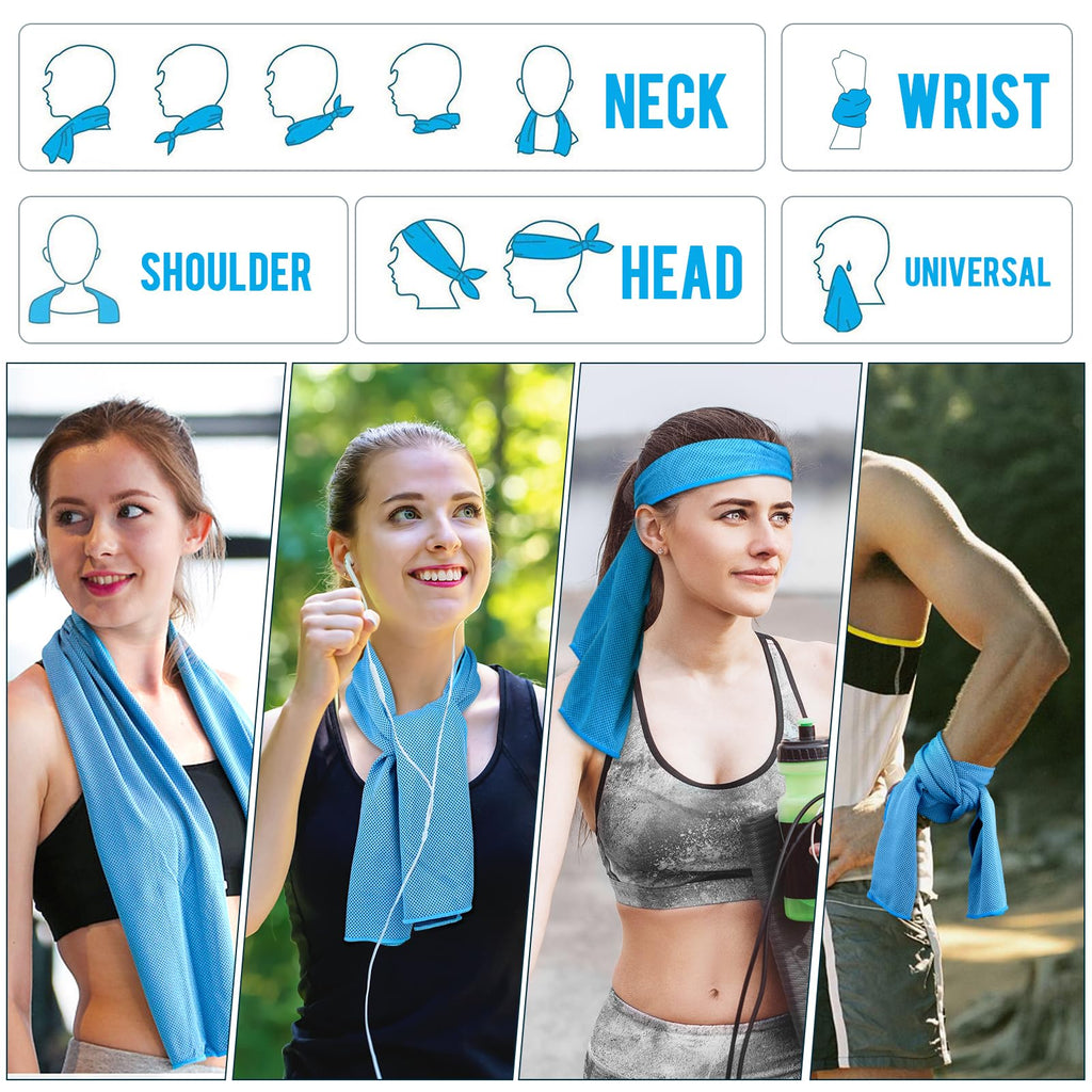 MENOLY 10 Pack Cooling Towels with Carrying Bags, 40"x12" Cooling Towels for Neck and Face, Instant Gym Towels, Cooling Towel Workout Towels for Sports, Sweat, Yoga, Camping, Running Cooling rag