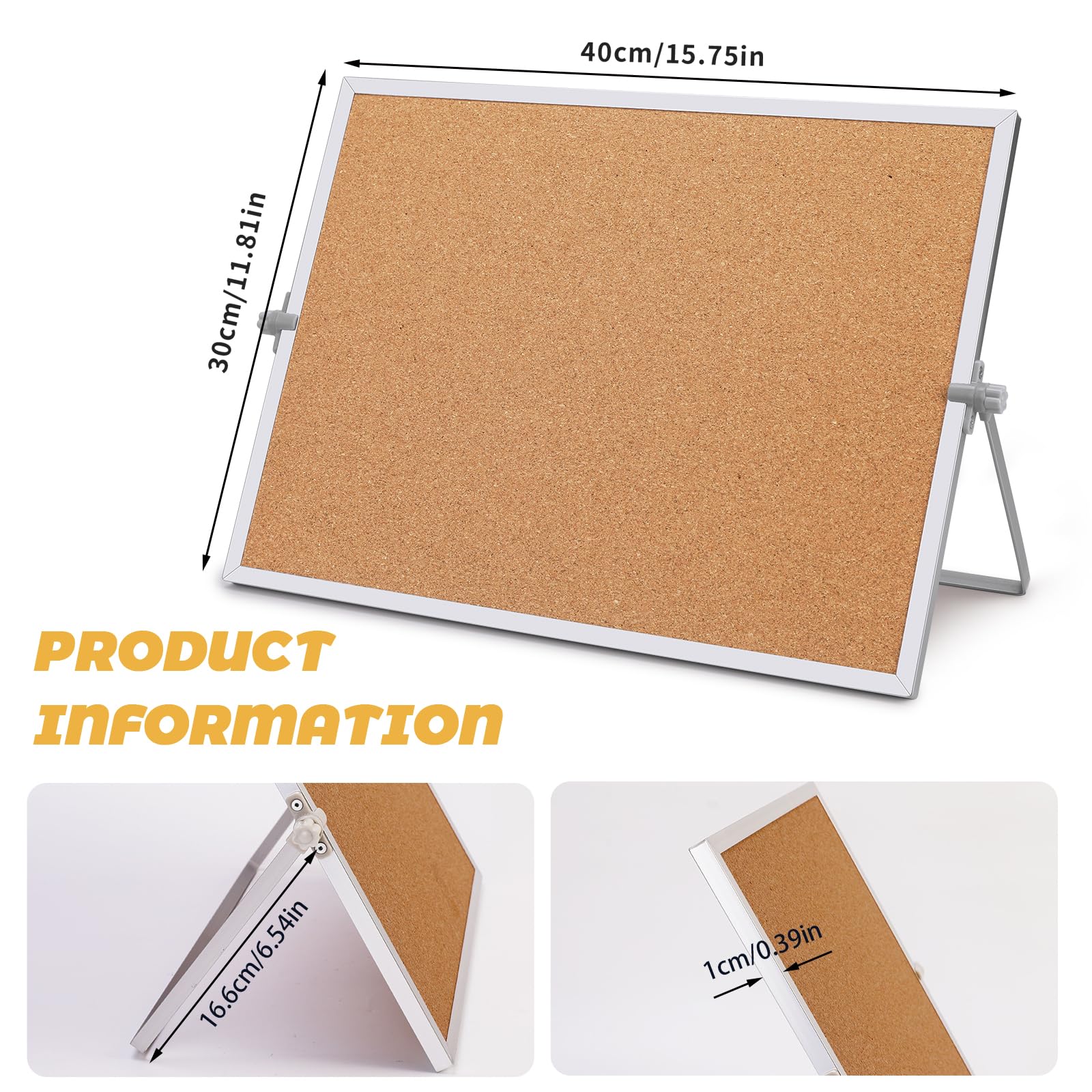 LOKUNN Cork Board Bulletin Board, 11.81"×15.75" Double Sided Pin Board with Silver Aluminum Border, Desktop Small Cork Board for Room School Office Bedroom