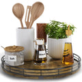 HGF Farmhouse 12" Lazy Susan Turntable Organizer for Table Top, Round Wooden Lazy Susan for Cabinet Kitchen Decor Centerpieces Coffee Table, Storage Condiments Spices, Bathroom Vanity Tray for Soap