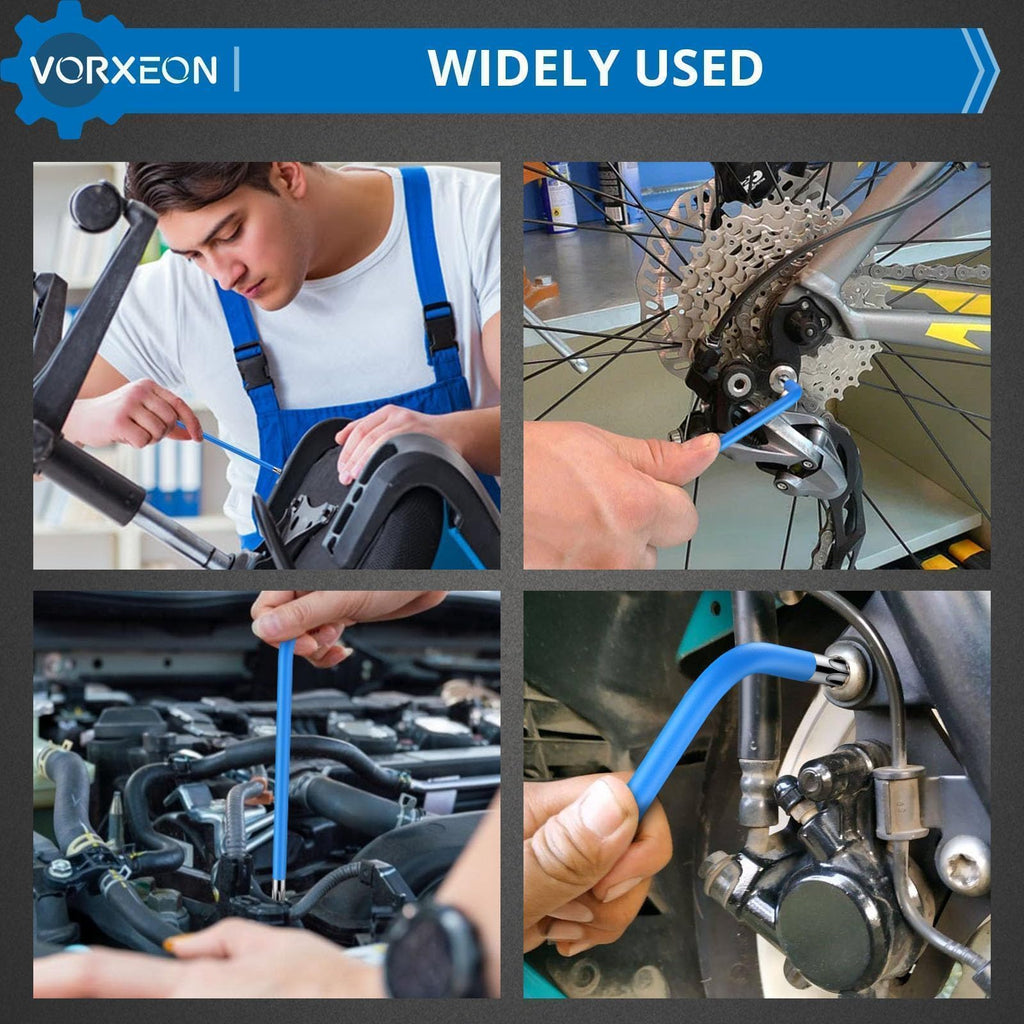 VORXEON Star Torx Wrench Key Set T10-T50 Torx Wrench, Metric Long Arm Star Key Set L-Key with Visible Coding for Bike Motorcycle Repair Furniture Assembly Household DIY, 9-Piece Set