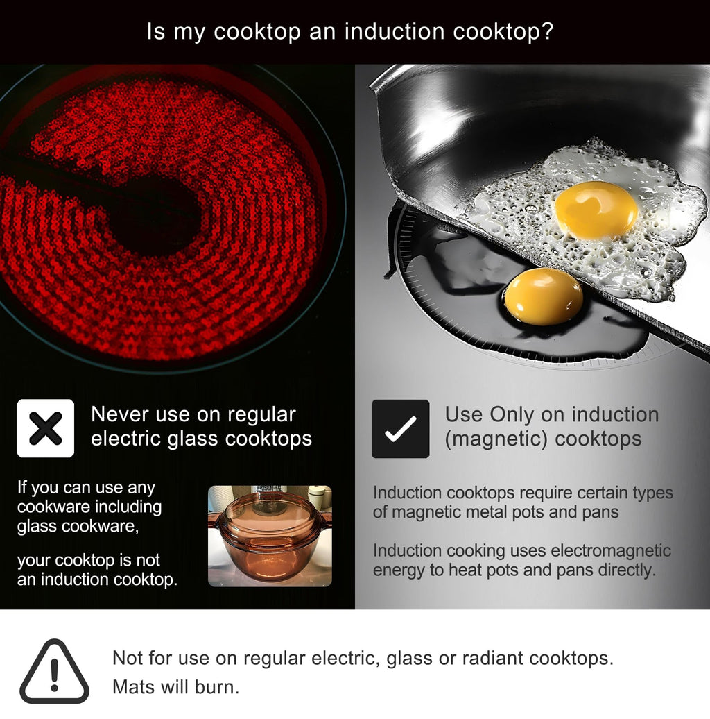 Lazy K Induction Cooktop Mat - Silicone Fiberglass Scratch Protector - for Magnetic Stove - Non Slip Pads to Prevent Pots from Sliding During Cooking_ Black (11inches)