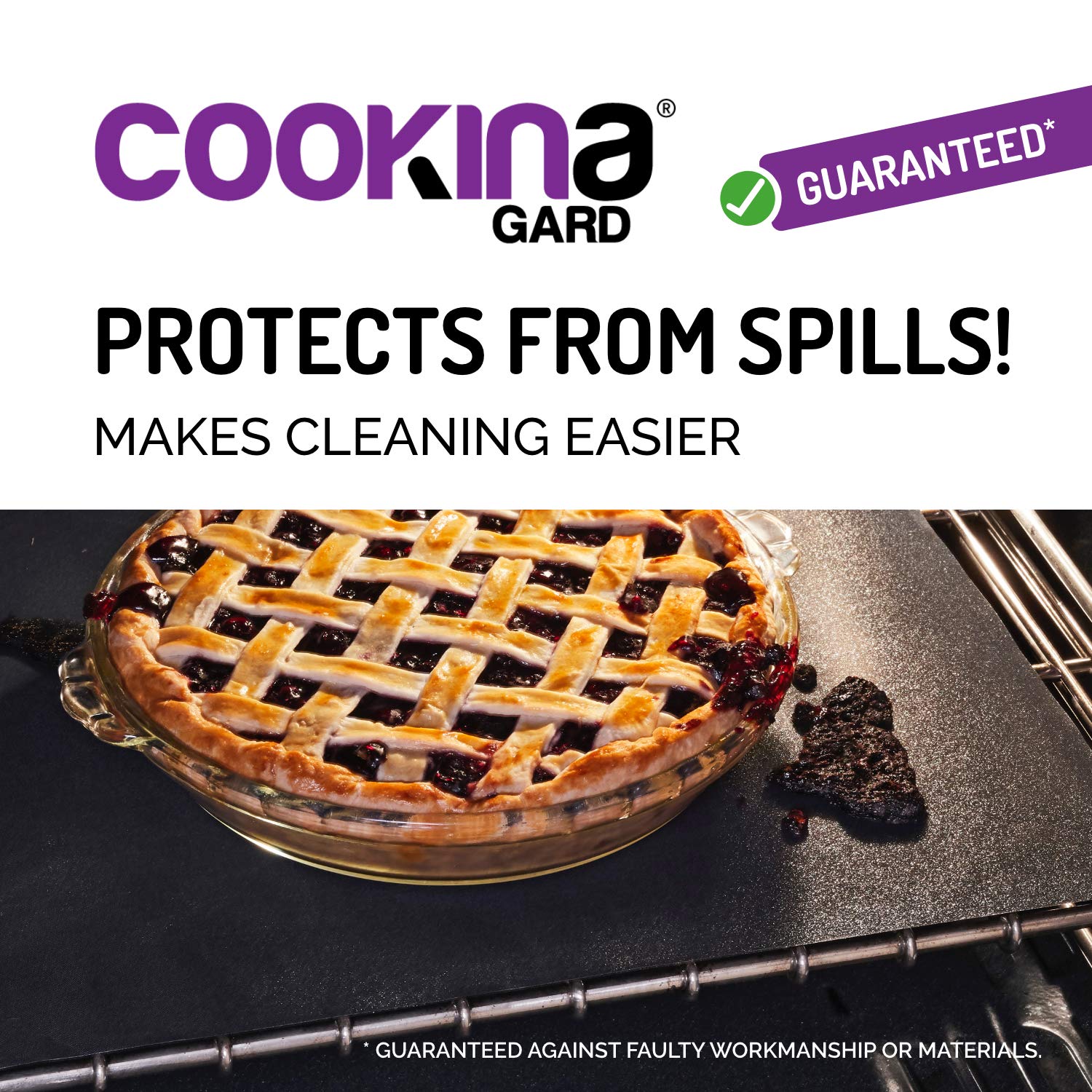 Cookina GARD Reusable Oven Protector - 100% Non-Stick Oven Liner, Easy to Clean, Spills and Splatters Protection, Suitable for Gas, Toasters, Electric and Convection Ovens and Microwave - 15.75x22.83-inch, Black