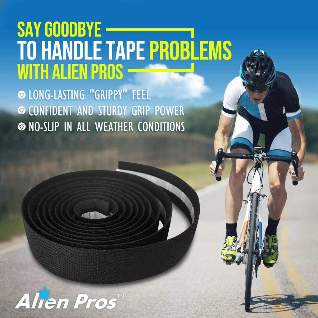 Alien Pros Bike Handlebar Tape PU (Set of 2) Black - Enhance Your Bike Grip with These Bicycle Handle bar Tape - Wrap Your Bike for an Awesome Comfortable Ride (Set of 2, Black)