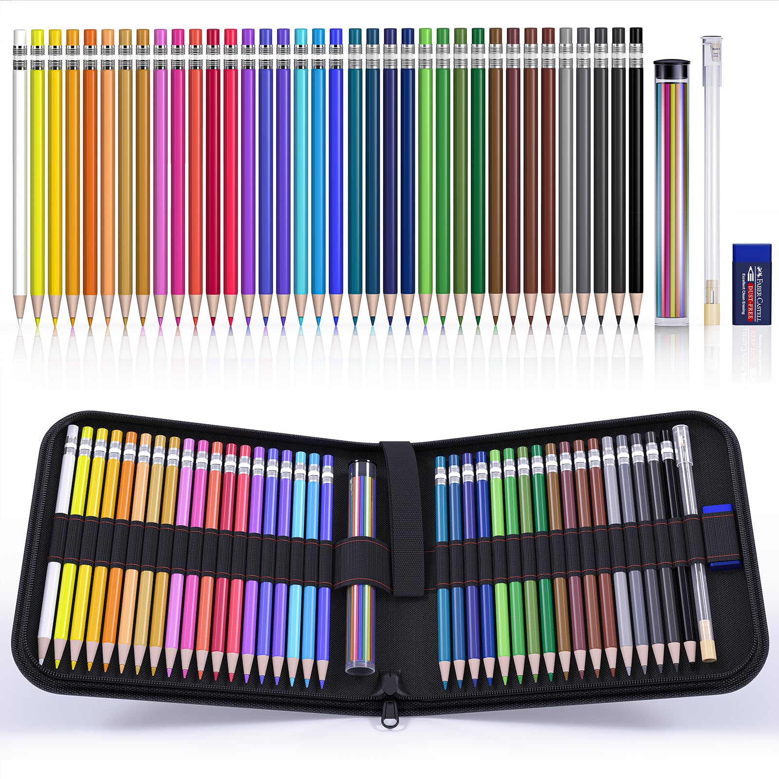 Four Candies Mechanical Colored Pencils, Erasable Mechanical Pencils with Sharpener and Bag, Aesthetic Drafting Tools Ideal for School Supplies, Stationery Supplies, 2.6mm, 36Pcs
