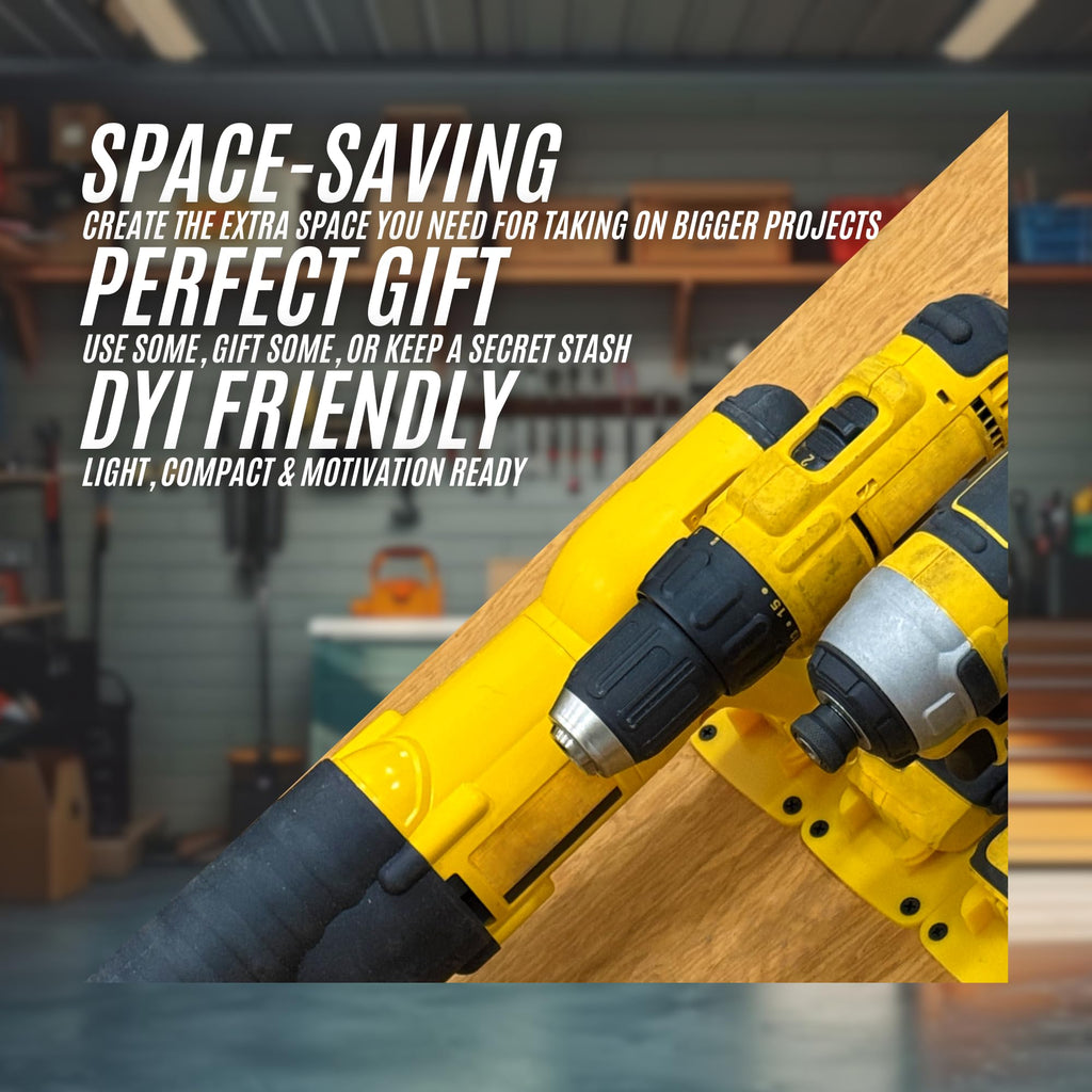 [ 20 Pack ] Power Tool & Battery Holder for Dewalt | Heavy Duty Mounts, Secure Storage, Compact Tool Storage Solution for Garage, Shed, Workshop & Utility Rooms