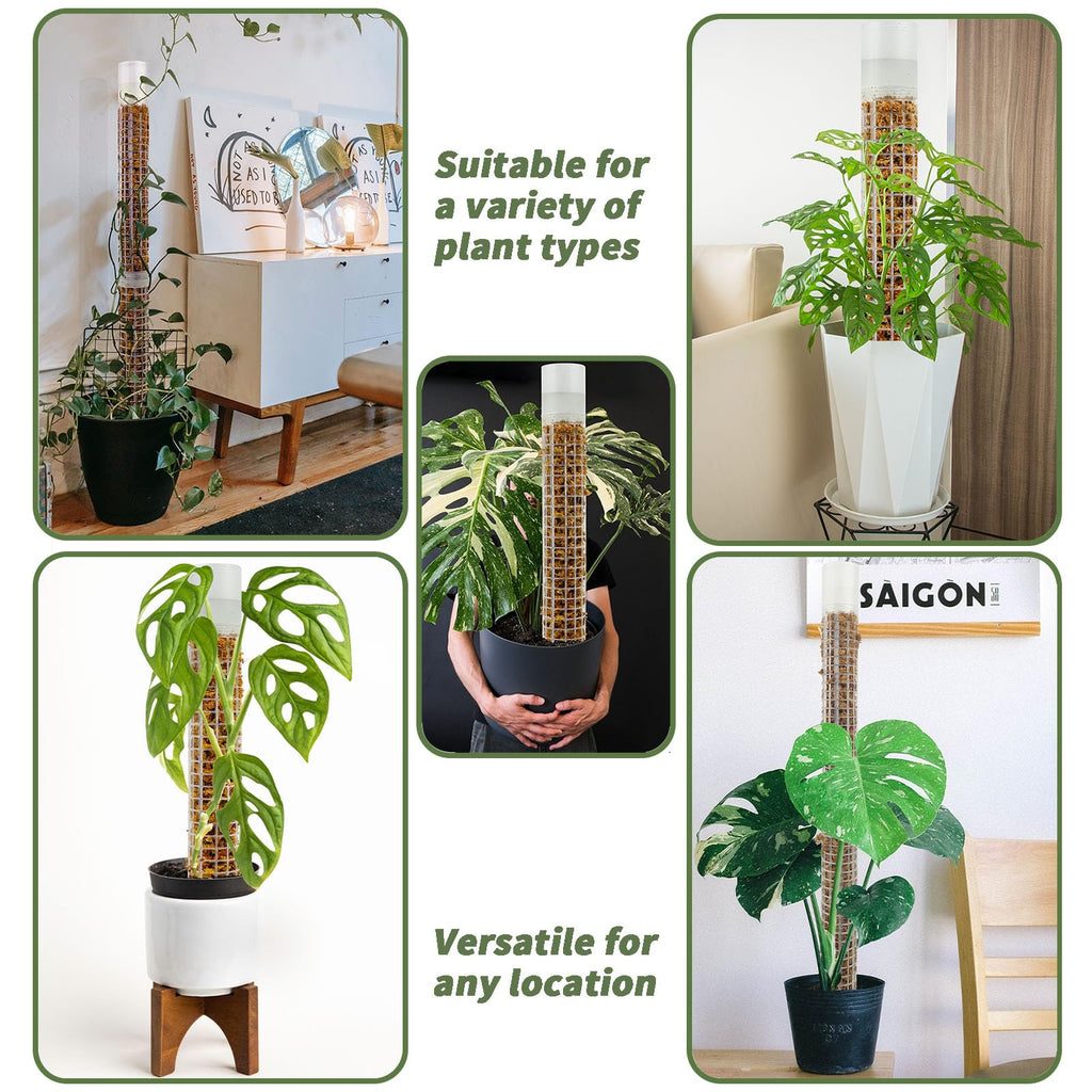 JEGU Self-Watering Moss Pole for Monstera Plant Support, 18.8 Inch Stackable Plastic Moss Pole for Climbing Plants (2PACK-Large)