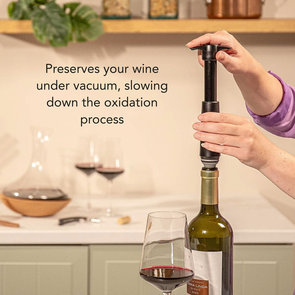 The Original Vacu Vin Wine Saver with 2 Vacuum Stoppers – Black