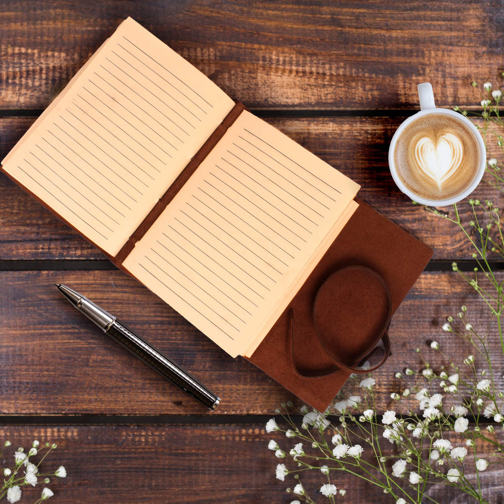 Leather Journal Lined Notebook - Embossed Tree of Life Journal for Women, 7 x 5 Inches Mens Diary Drawing Notebooks - 400 pages - Lined Paper College Ruled - Inspirational Gifts for Women by MOONSTER®