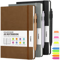 Lined Journal Notebook, 3 Pack A5 College Ruled Notebooks for Work, Hardcover Notebook Each with 2 Pockets & Pen, Leather Journal for Women, Men, 160 Pages, 100GSM Thick Paper (Multi-Colors 5.7"x8.3")