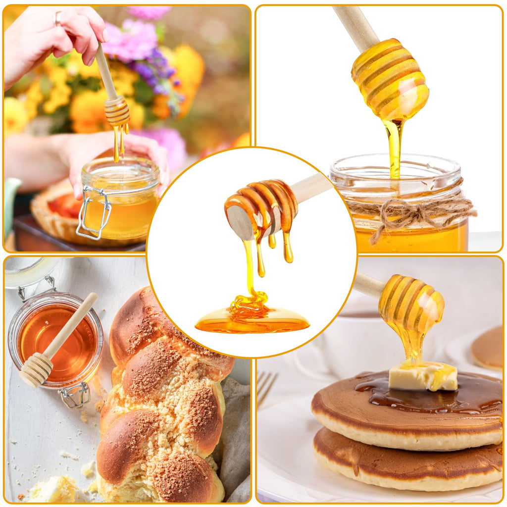 Lawei 100 Pack Mini Wooden Honey Dipper Sticks - 3 Inch Honey Dippers Server for Honey Dispense Drizzle Honey and Wedding Party Favors