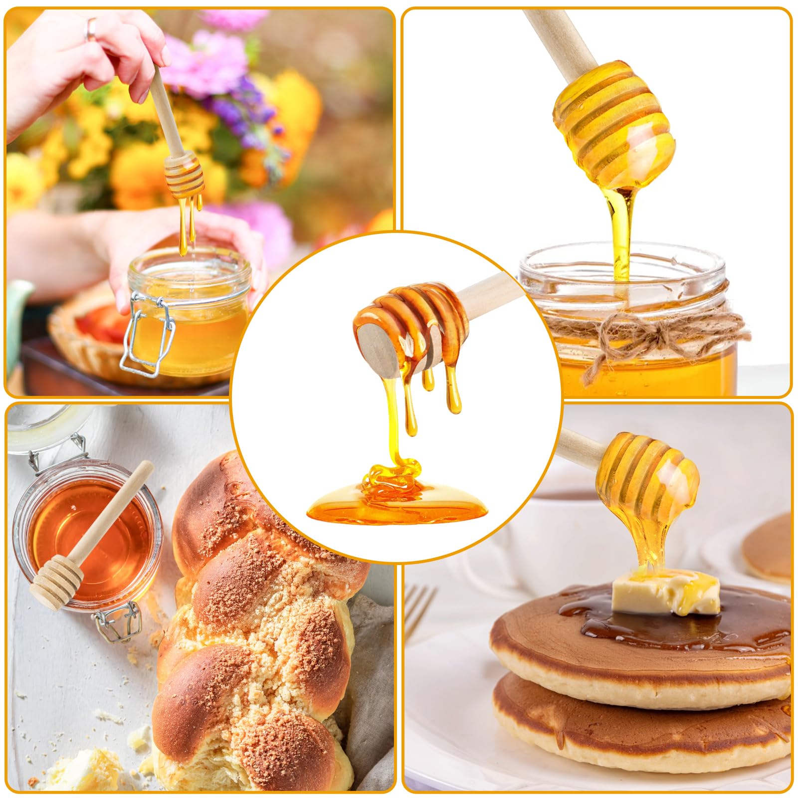 Lawei 100 Pack Mini Wooden Honey Dipper Sticks - 3 Inch Honey Dippers Server for Honey Dispense Drizzle Honey and Wedding Party Favors