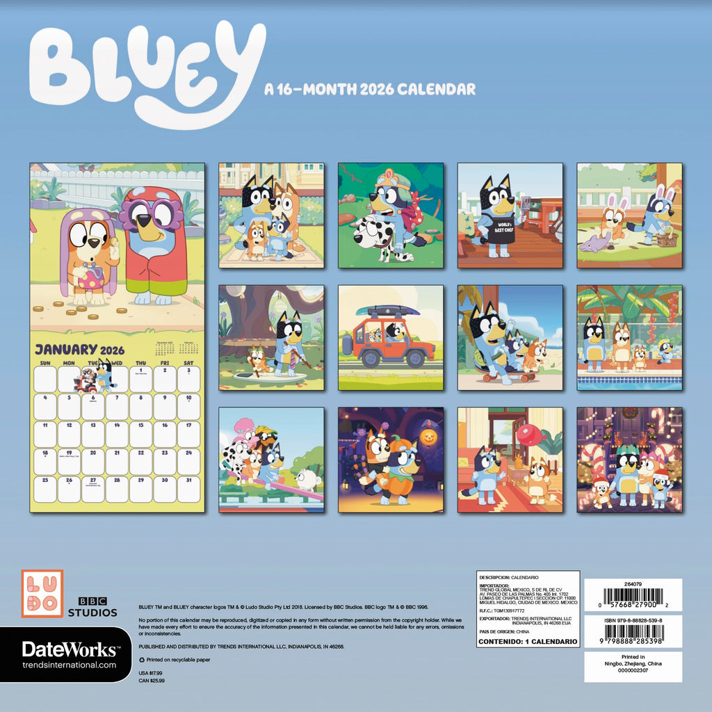2026 Bluey Wall Calendar