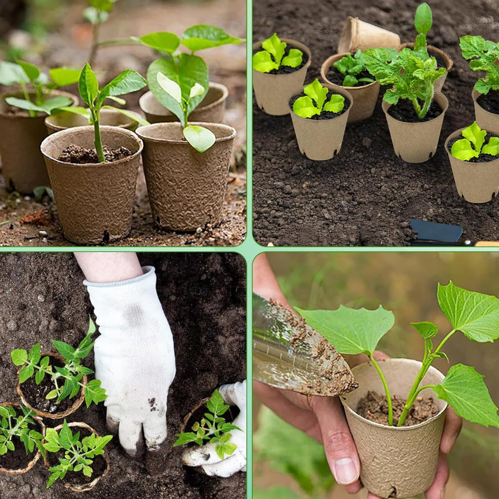 100-Pack 2 Inch Peat Pots for Seedling with Plant Labels, Biodegradable Seed Starter Pots, Plant Cups with Mini Seedling Tools for Garden Germination Nursery Pot