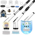 Electric Spin Scrubber, Dreazu IPX7 10-in-1 Bathroom Scrubber， Retractable Handle, 2-Speed Adjustable Shower Cleaner Brush for Bathroom, Bathtub, Kitchen, Tile Floors-White