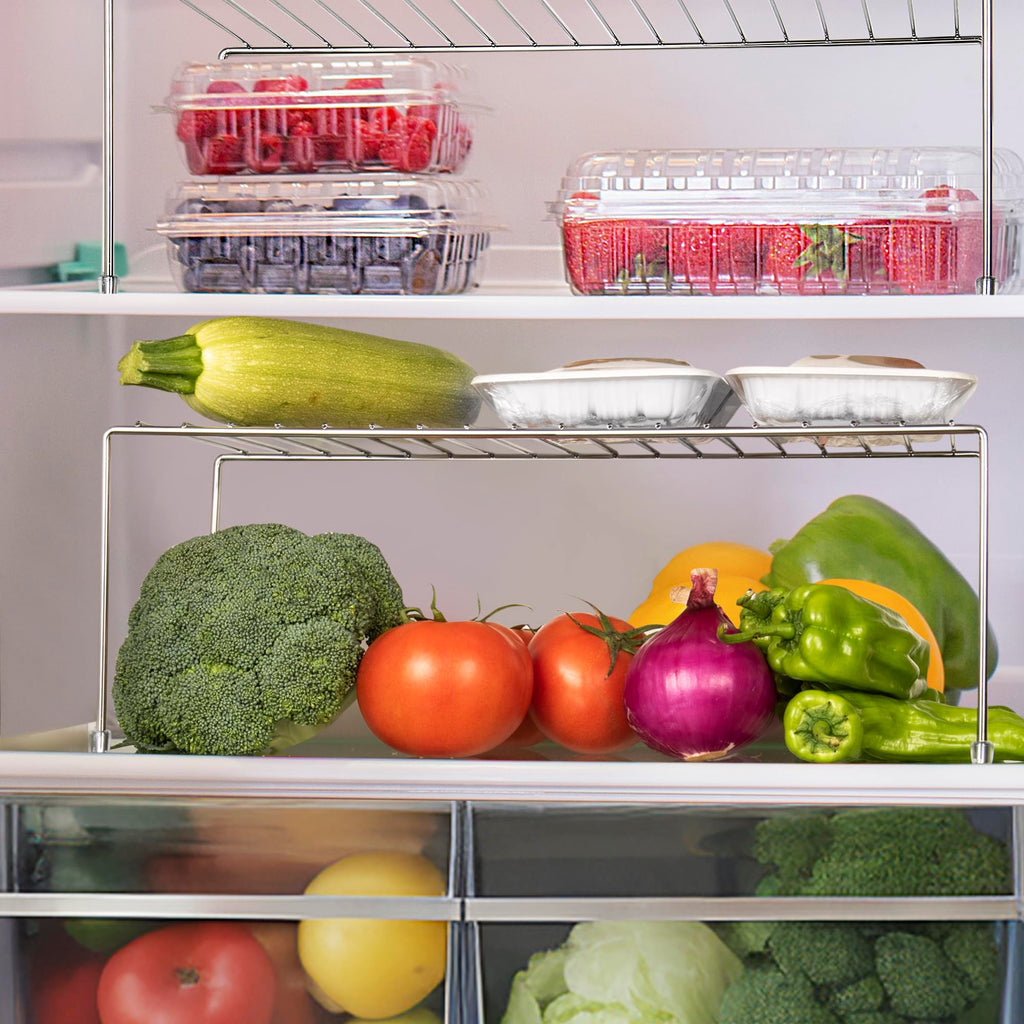 ROFAY Kitchen Cupboard Shelf Wire Rack Organizer - Set of 4, Chrome Plated Metal Storage Shelves, Countertop Divider for Pantry, Cabinets, and Utensils
