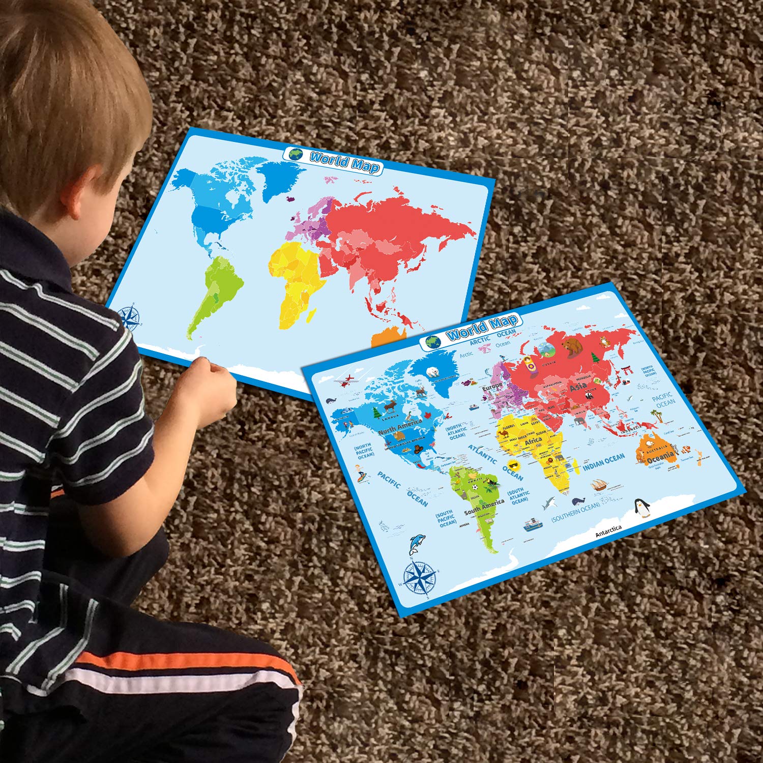 World Map Poster for Kids Wall 17.3x24 Inches Educational Posters for Classroom Decorations Children Learning The World Map Chart
