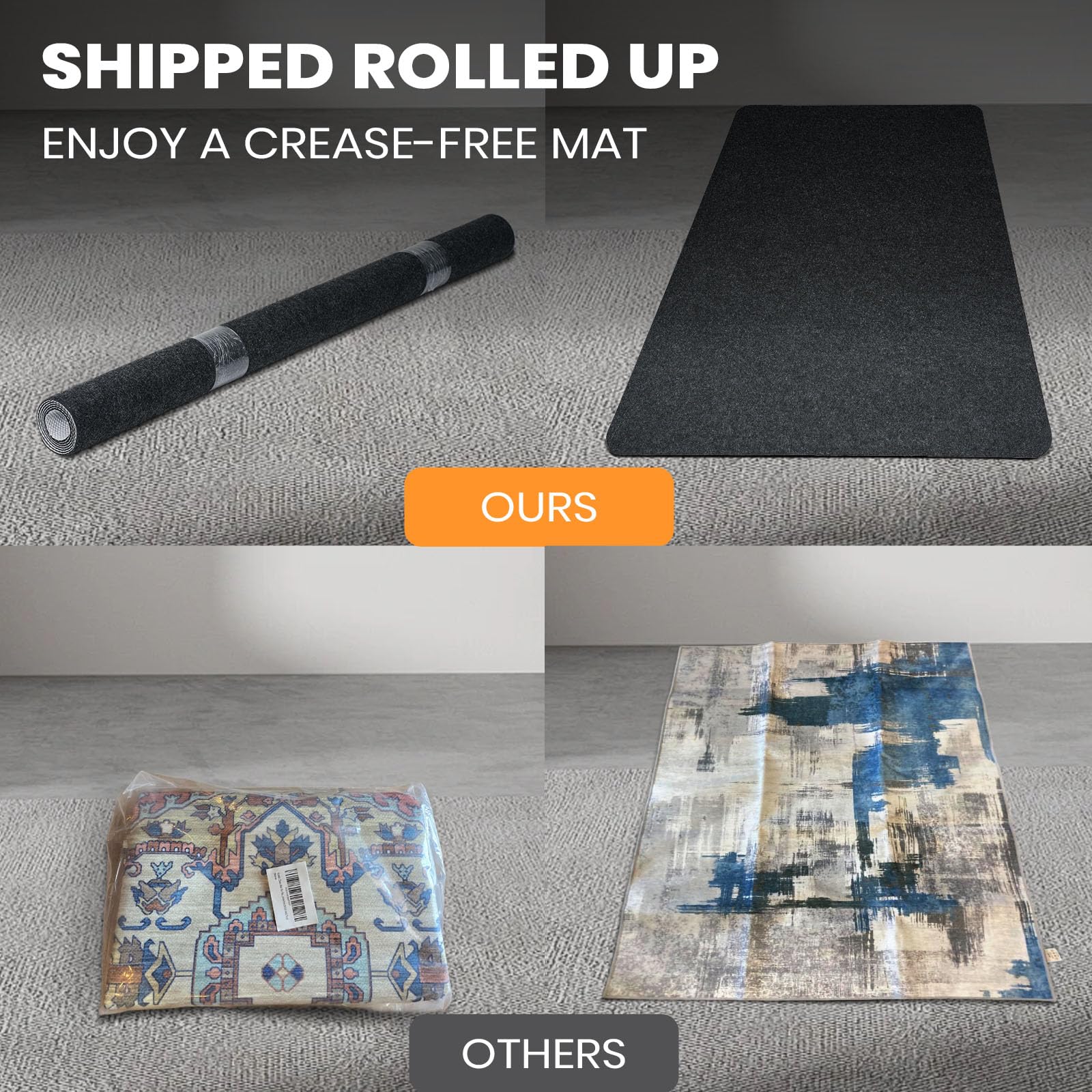 COSYLAND Office Chair Mat for Hardwood Floor and Tile - 90 x 120 CM Anti-Slip Desk Chair Mat - Multi-Purpose Hardwood Floor Protector Mat for Office - Home (Gray, 90 x 120 CM)