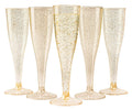 MATANA 48 Premium Plastic Champagne Flutes Gold Glitter 5 oz/ 133ml - Reusable Toasting Glasses for Cocktails, Dessert, Prosecco Mimosa Glasses for Wedding, Birthday, Event, Christmas Parties