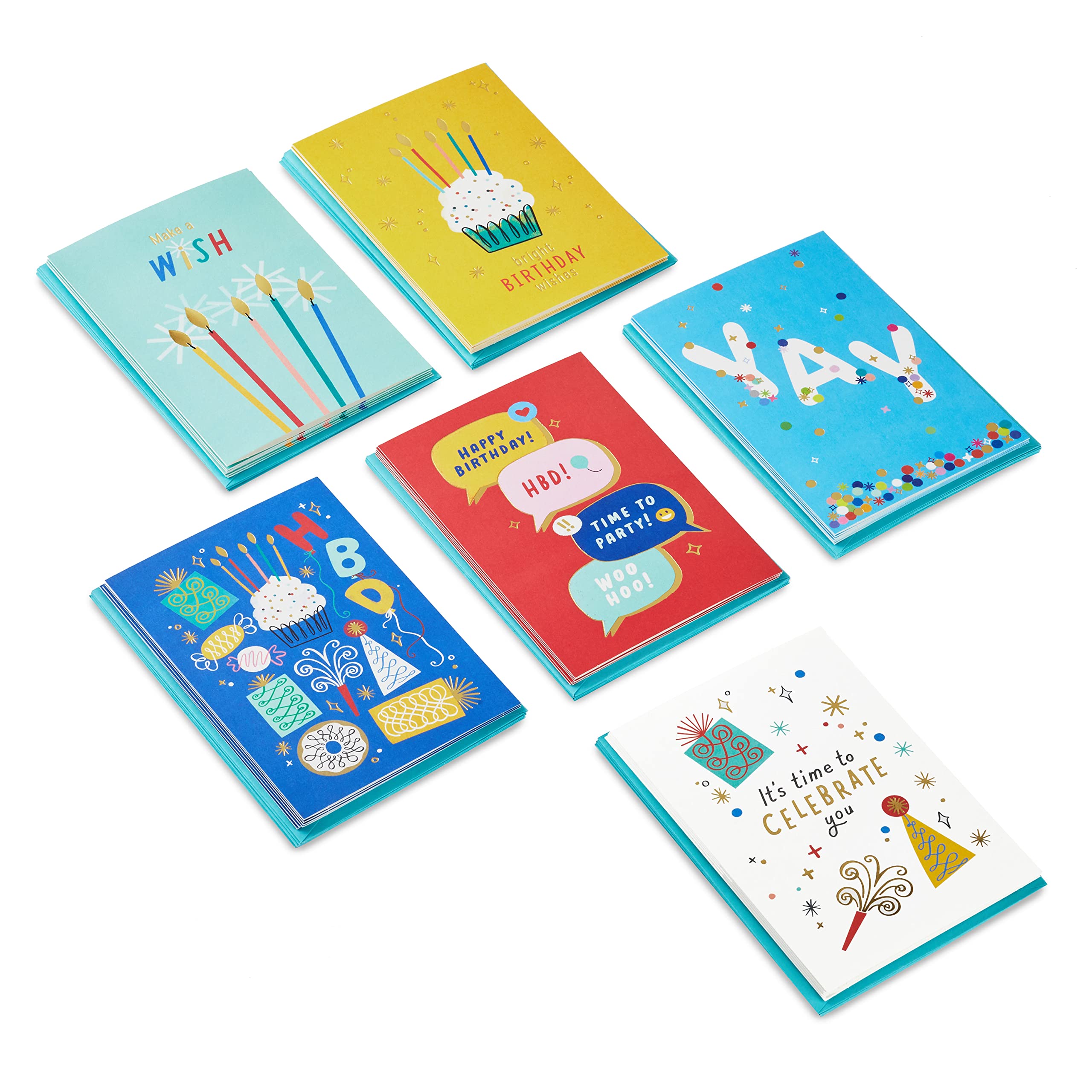 Hallmark Birthday Cards Assortment, 36 Cards with Envelopes (Bright Birthday Wishes)