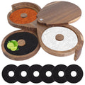 Margarita Salt Rimmer Bamboo, 3 Tier Bar Glass Rimmer Tray with Lid and Sponge, Wooden Rotating Cocktail Salt Rimmers for Bloody Mary Manhattan, Bartender Tool for Home Bar