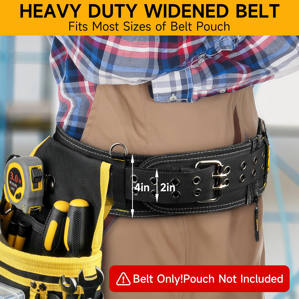 Padded Tool Belt,4-Inch Heavy Duty Tool Belts for Men with 4 Suspenders Ring,Work Belts for Electrician,Carpenter,Construction,Utility Belt,Adjustable Waist 34''-40''(Pouch not Included)