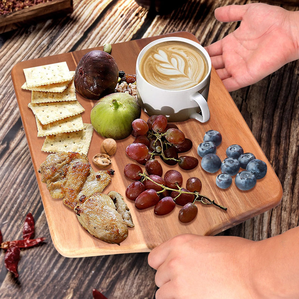 Gtencemen Acacia Wood Cutting Board with Handle Best Cheese for Charcuterie Board Kitchen Wooden Chopping Block for Meat Vegetable Bread Fruit Serving Board Wood Butcher Block Carving Board, 17" X 10"